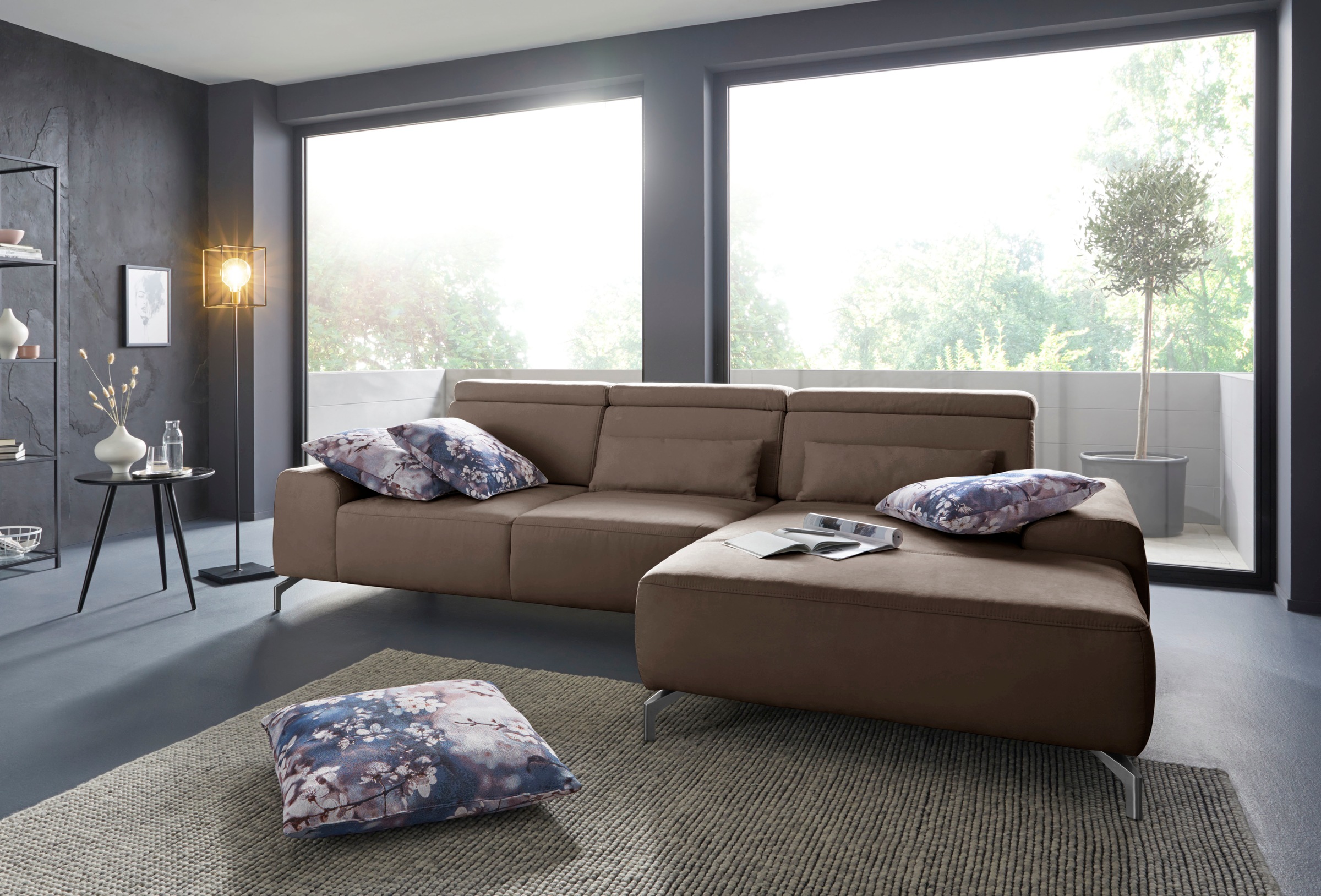 sit&more Ecksofa »Gizeh L-Form«, Fußhöhe 15 cm, inklusive Sitztiefenverstellung und Kopfteilverstellung