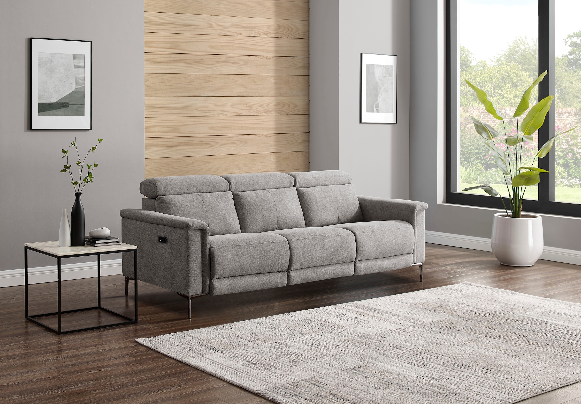 Places of Style 3-Sitzer Lund, in  Leder und Webstoff lieferbar