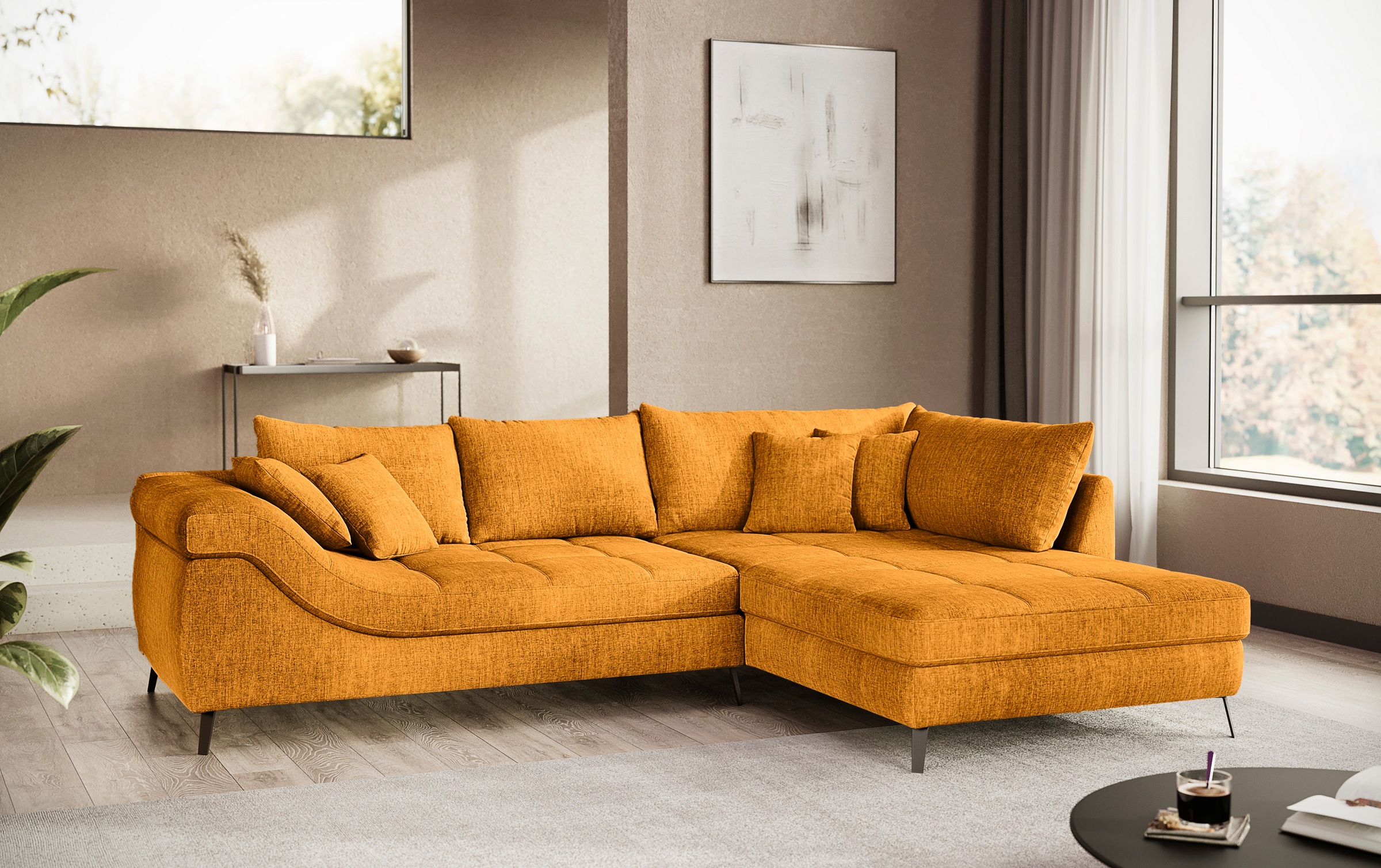 Mr. Couch Ecksofa »Portofino L-Form«, 4 Bezugsqualitäten, 13,5 cm hohe Meta günstig online kaufen