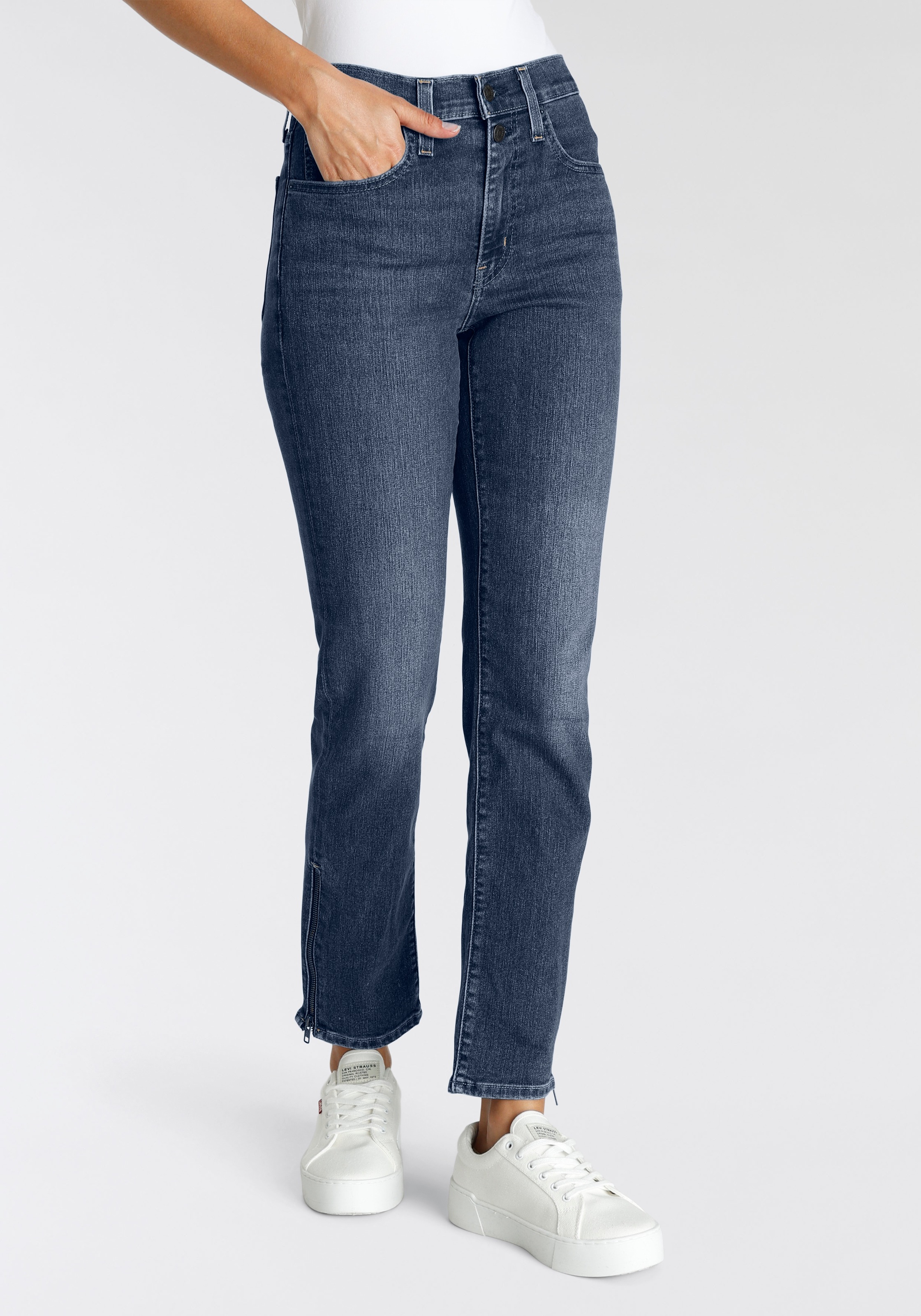 LEVI'S 5-Pocket-Jeans »724 BUTTON SHANK« mit Reisverschlussdetail am Saum all zipped up 26 - Länge 32 Länge 32 26 High rise Jeans von Levi's