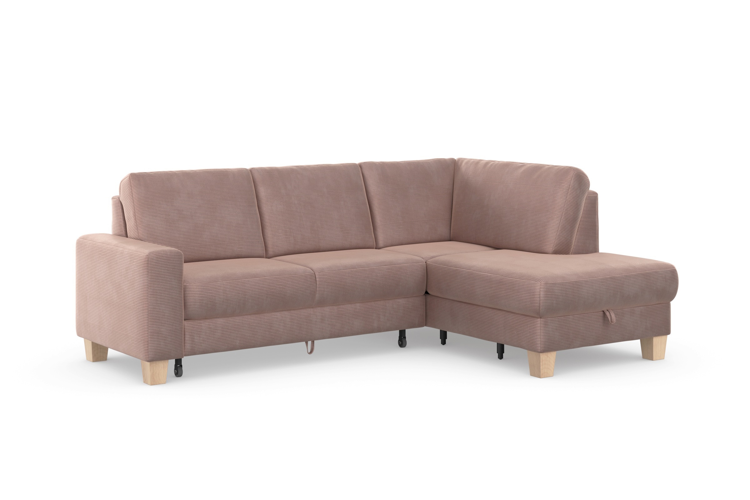 Home affaire Ecksofa »Summer L-Form«, mit Ottomane, wahlweise mit Bettfunktion und Bettkasten, Cord-Bezug