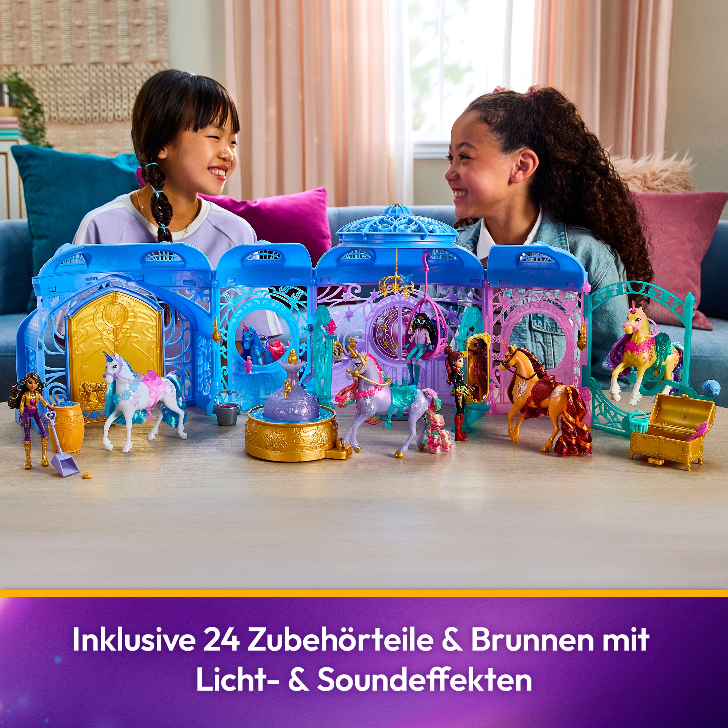 Spin Master Anziehpuppe »Unicorn Academy - Stall Starglow Fountain & Stable« mit Licht und Sound