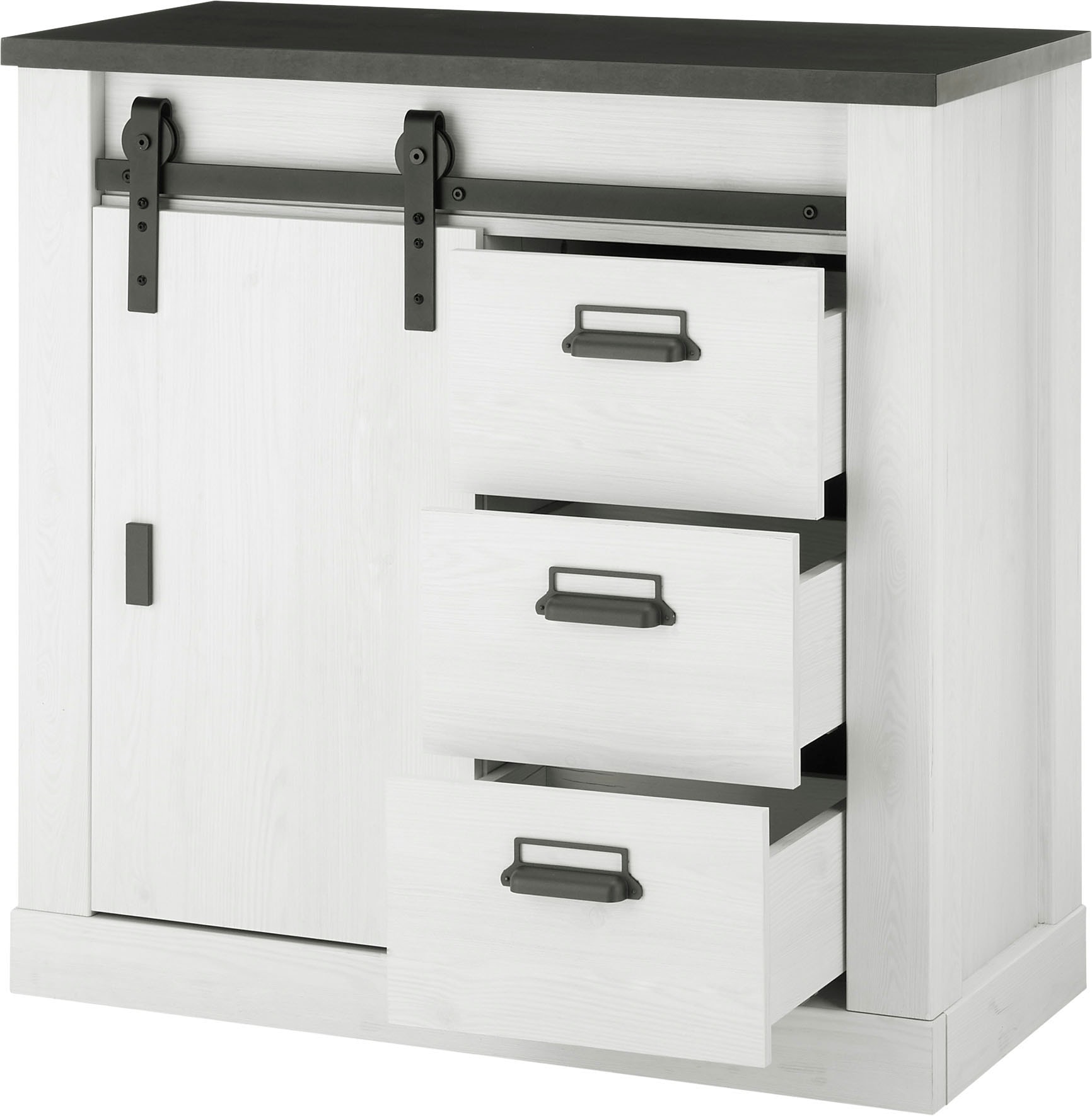 Home affaire Garderoben-Set »SHERWOOD«, (3 St.), mit Scheunentorbeschlag, Apothekergriffe aus Metall