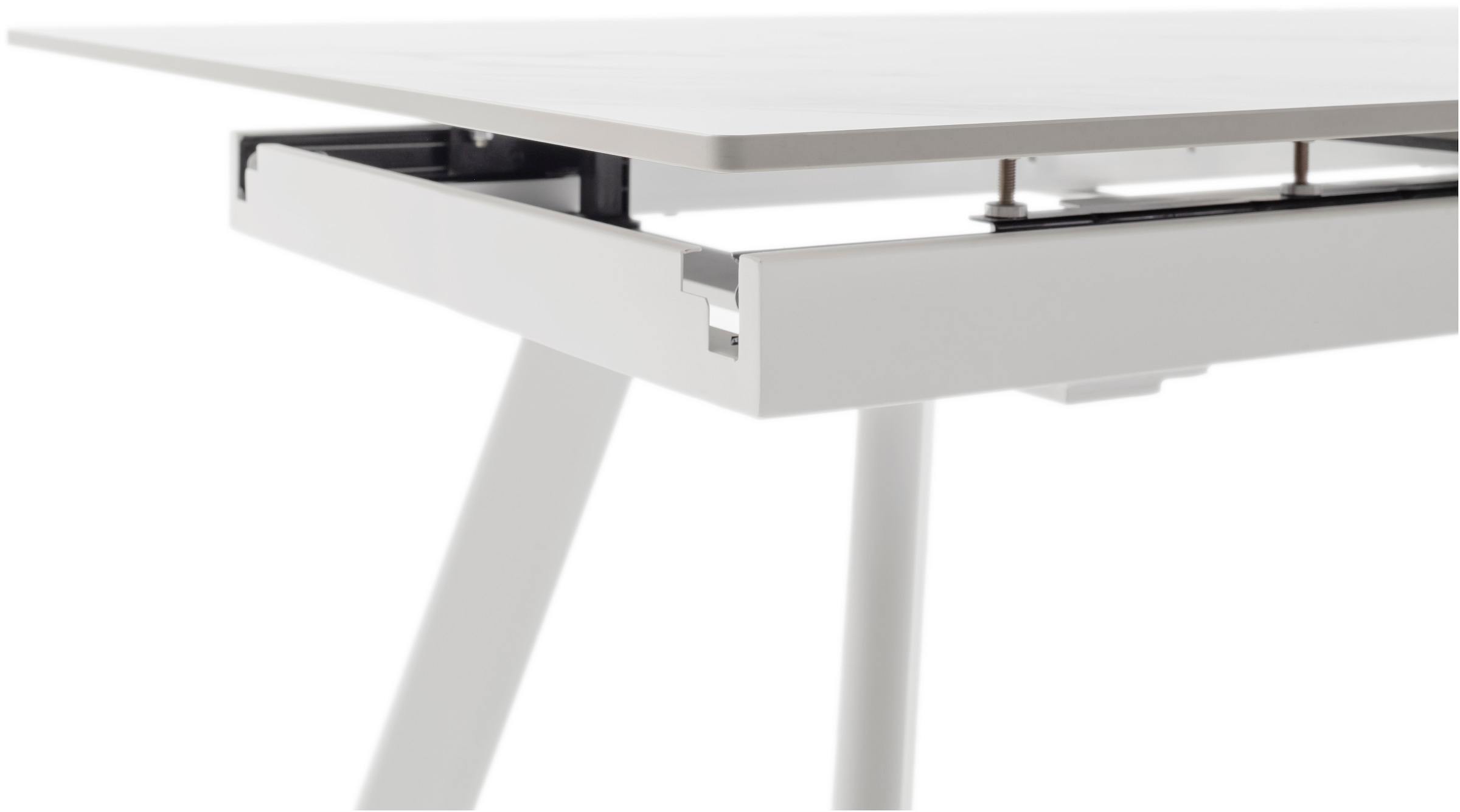 MCA furniture Esstisch »PARENZO Auzugtisch 140-180 cm weiß marmoriert - bis 8 Personen«, (1 St.), Keramik, Metall weiß, Synchronauszug, ausziehbar, 6-8 Personen