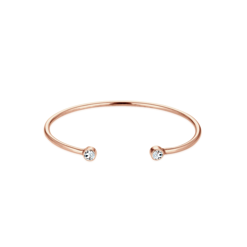 ELLI Armreif »Armreif Weiß 925 Sterling Silver, mit Kristallen von Swarovski « Rosegold 17 cm Moderner Armreif offen gestaltet für Damen