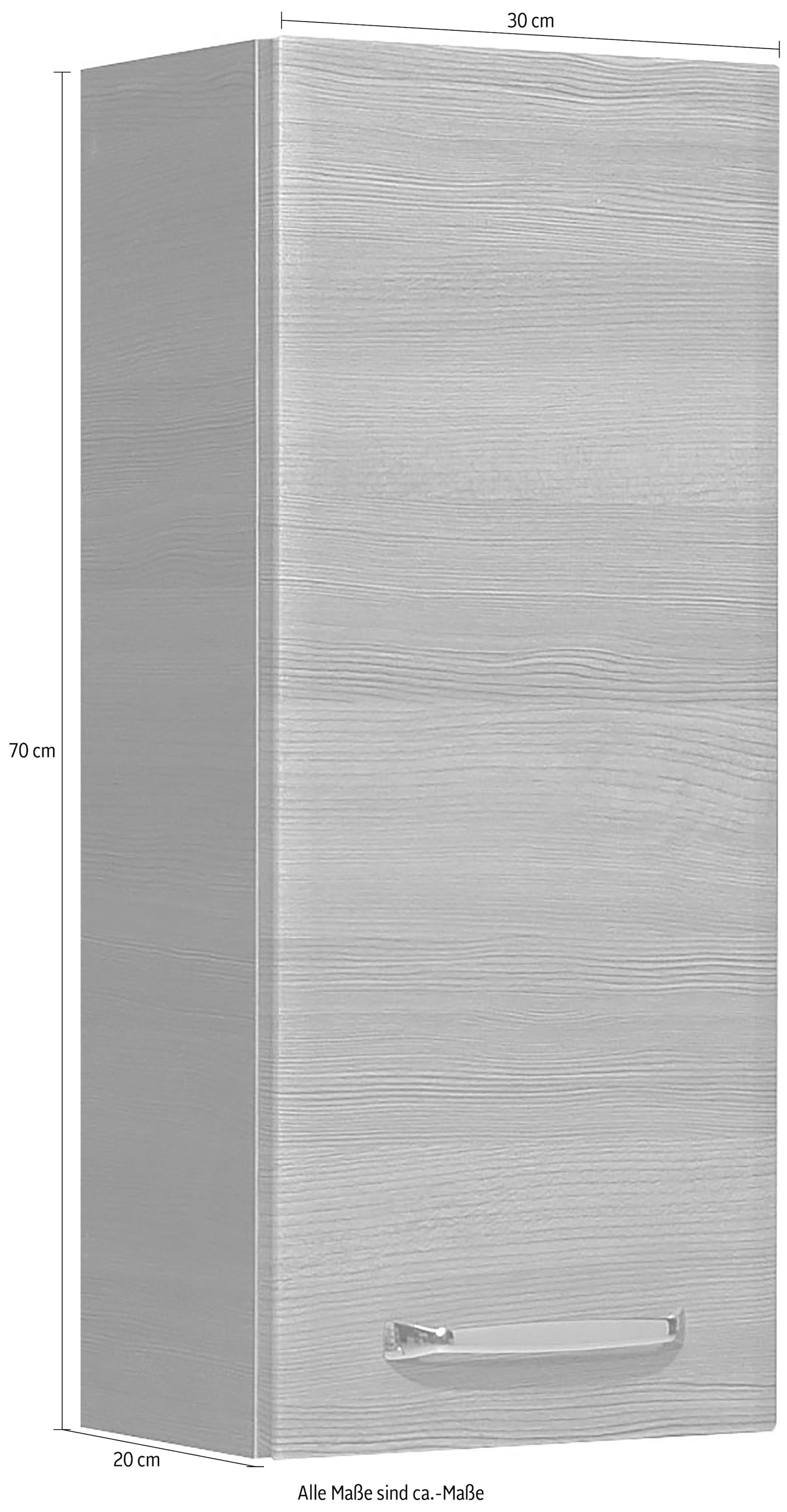 Saphir Hängeschrank »Quickset Wand-Badschrank 30 cm breit mit 1 Tür und 2 Glas-Einlegeböden«, Badezimmer-Hängeschrank inkl. Türdämpfer, Griffe in Chrom Glanz