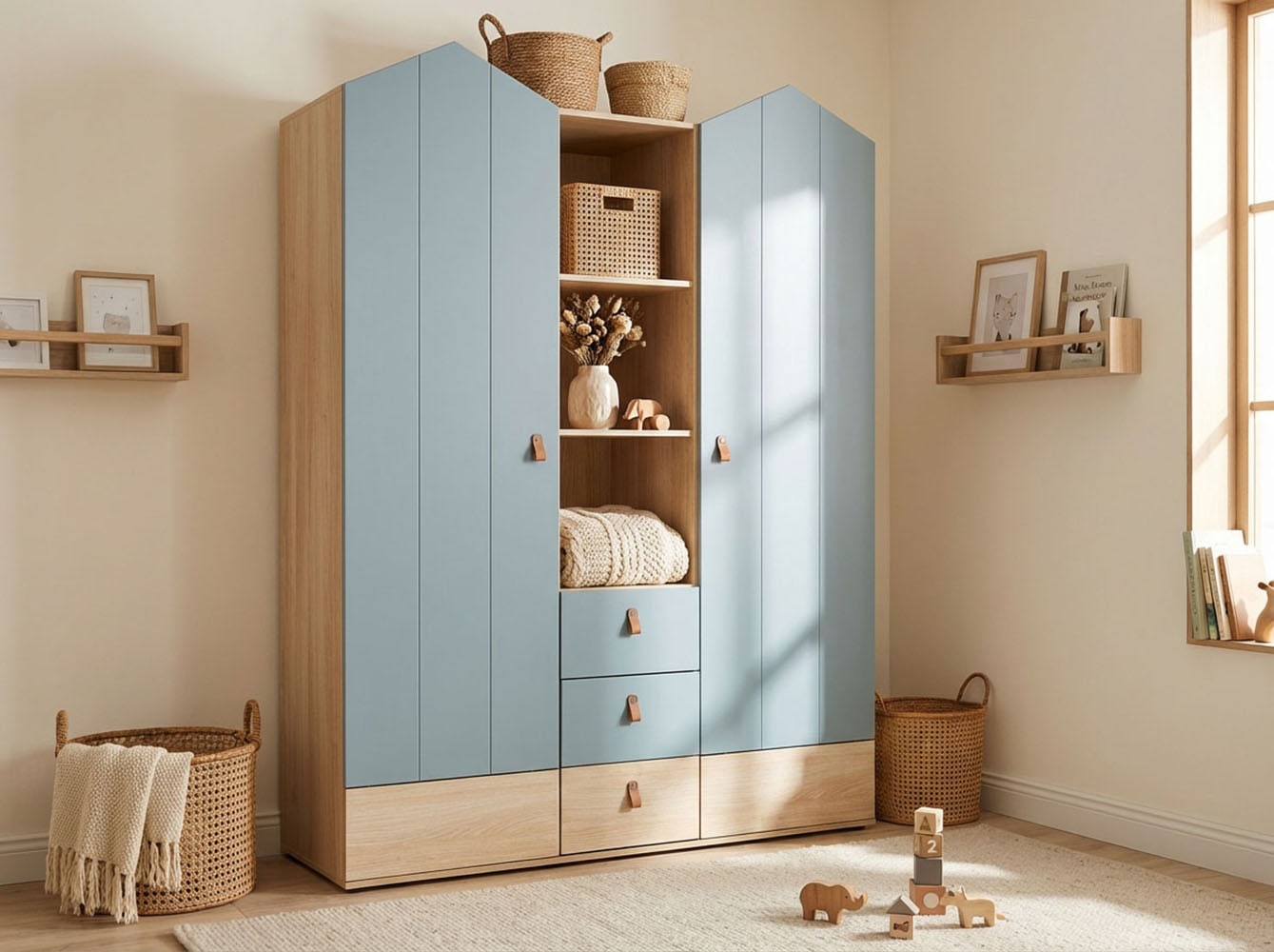 arthur berndt Kinderkleiderschrank »Kleiderschrank »Roofy« 2-türig mit Soft-Close-Funktion« Soft-Close Funktion