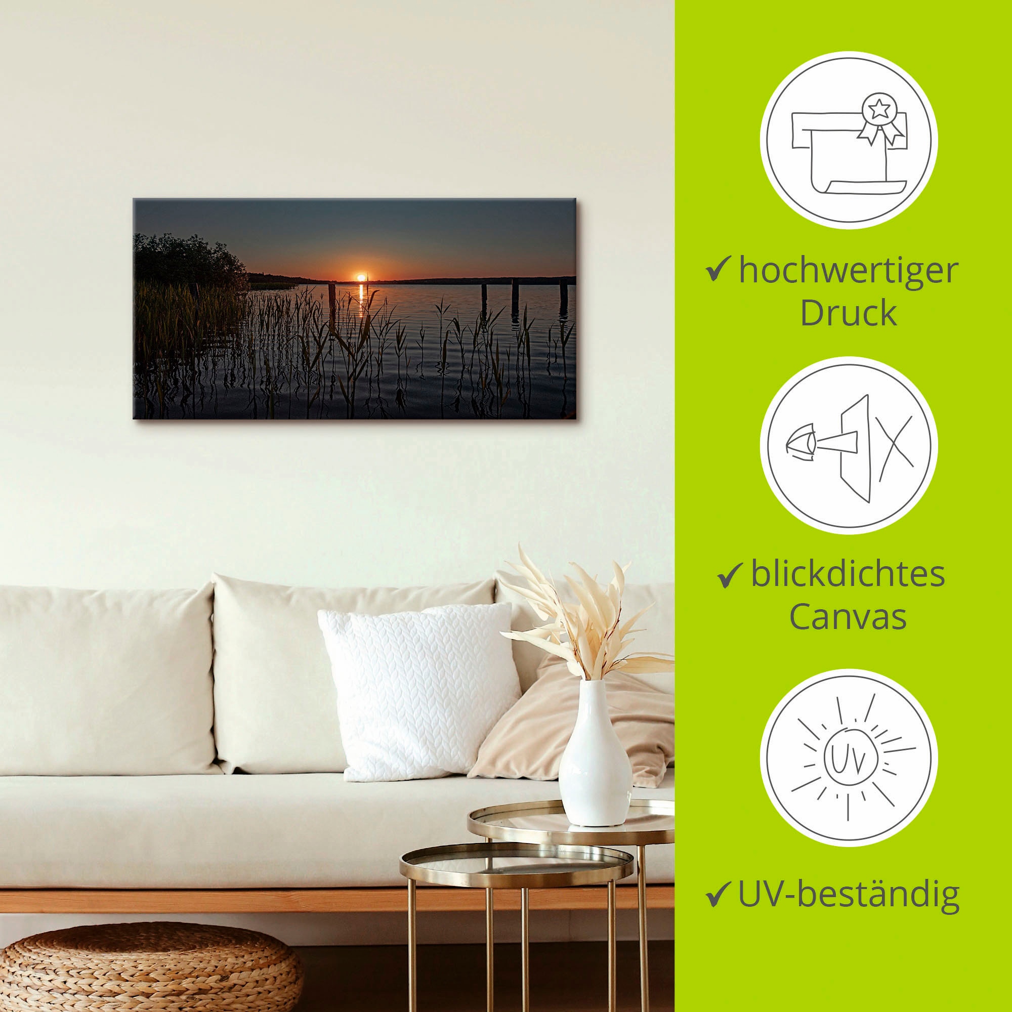 Artland Leinwandbild »Früh morgens am Ratzeburger See II«, Sonnenaufgang & -untergang, (1 St.), auf Keilrahmen gespannt