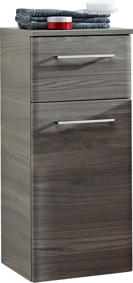 Saphir Unterschrank »Quickset 916 Badschrank mit 1 Tür, 1 Schublade, Griffe Chrom Glanz«, Badezimmer-Unterschrank 30 cm breit in Sangallo Grau quer Nachbildung
