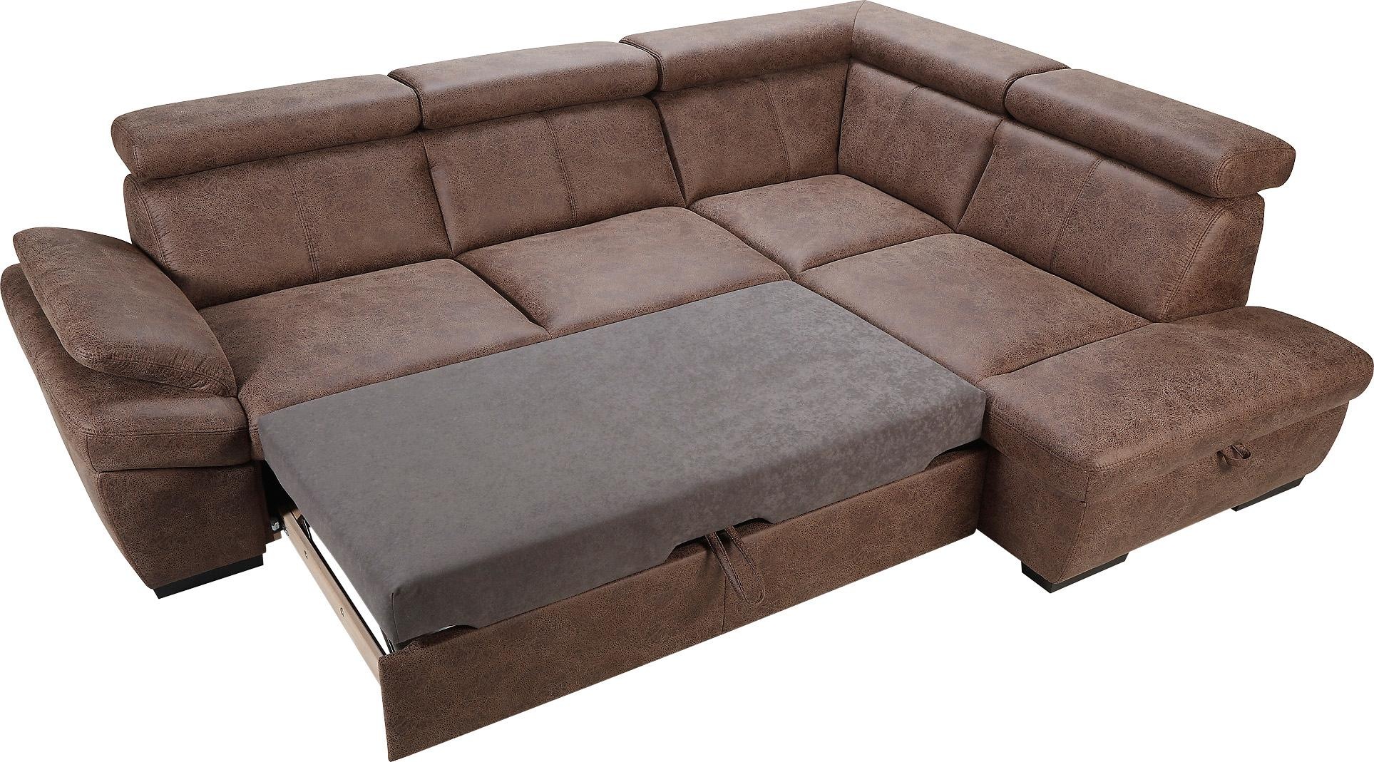 exxpo - sofa fashion Ecksofa »Salerno, klassisch modernes Funktionssofa, hoher Sitzkomfort, L-Form«, inkl. Kopf- und Armteilverstellung, wahlweise mit Bettfunktion
