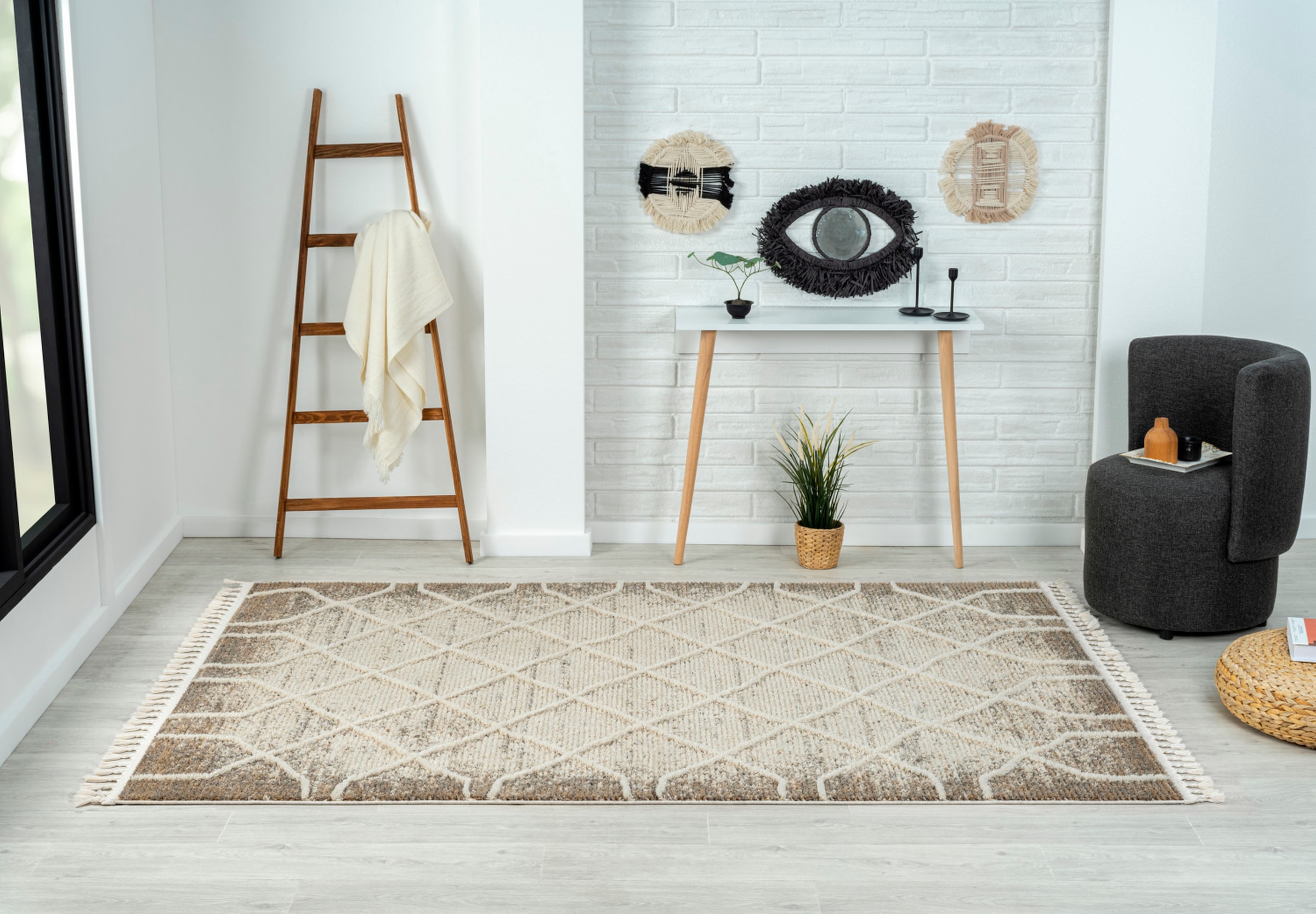 Myflair Möbel & Accessoires Teppich »Enya 1 Lagerräumung«, rechteckig, 15 mm Höhe, Shaggy im Skandi Look, Hoch-Tief Effekt, leicht glänzend