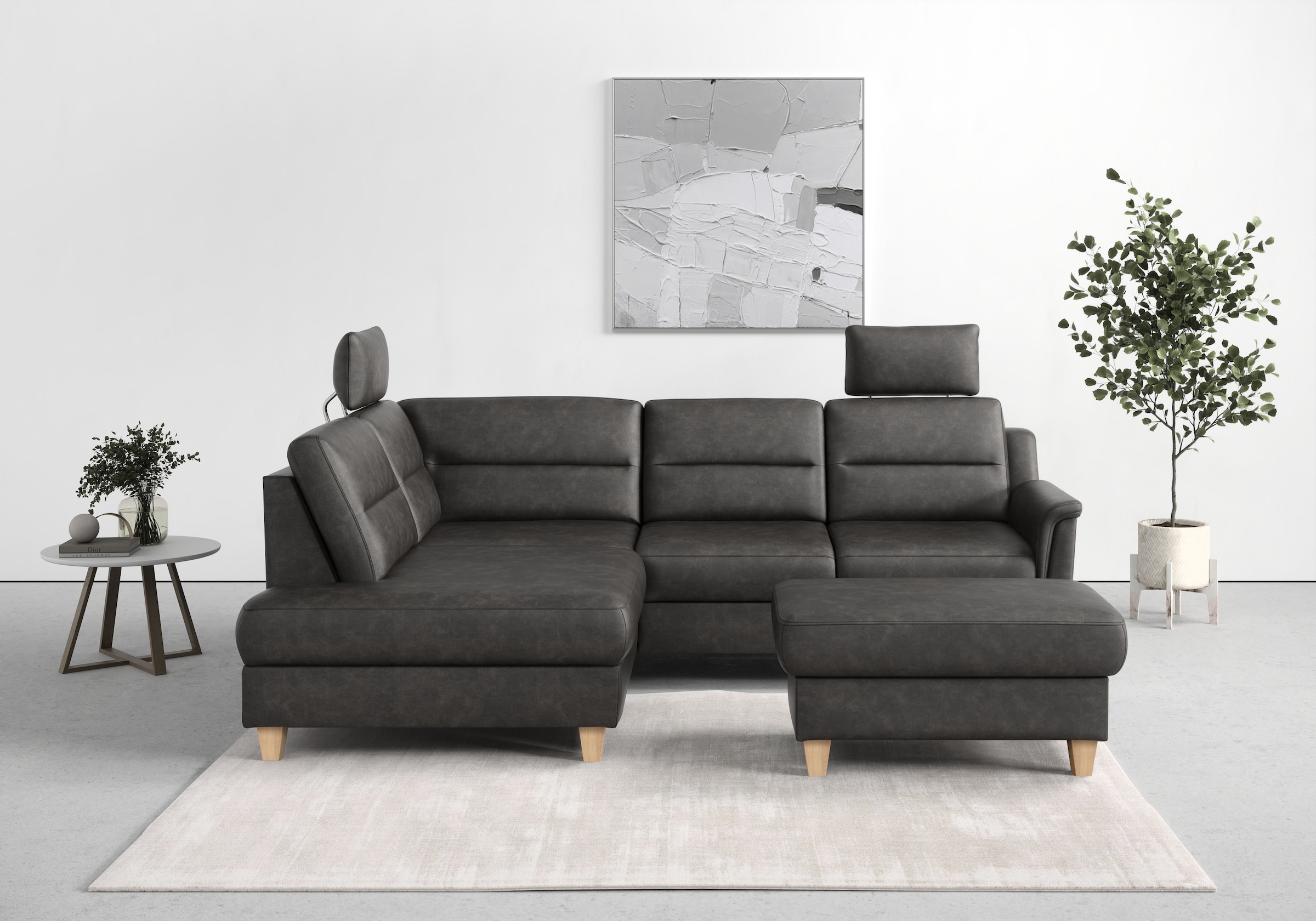 sit&more Ecksofa »Farö L-Form« inklusive Federkern, wahlweise mit Bettfunkt günstig online kaufen