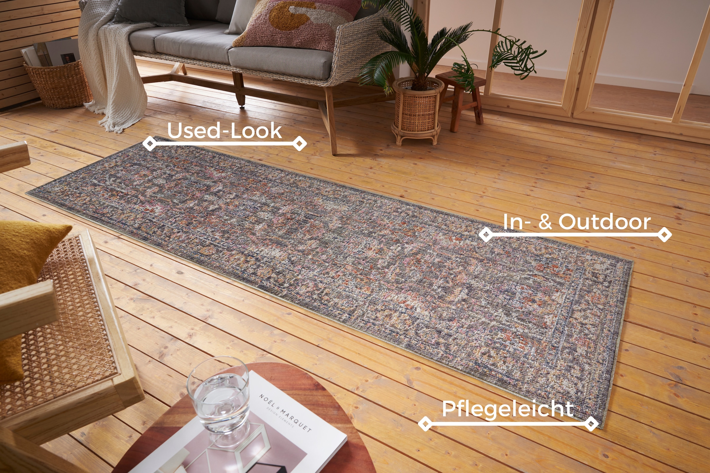 NORTHRUGS Teppich »Port Said«, rechteckig, 3 mm Höhe, In-& Outdoor, Läufer, Wetterfest, Balkon, Wohnzimmer, Orient