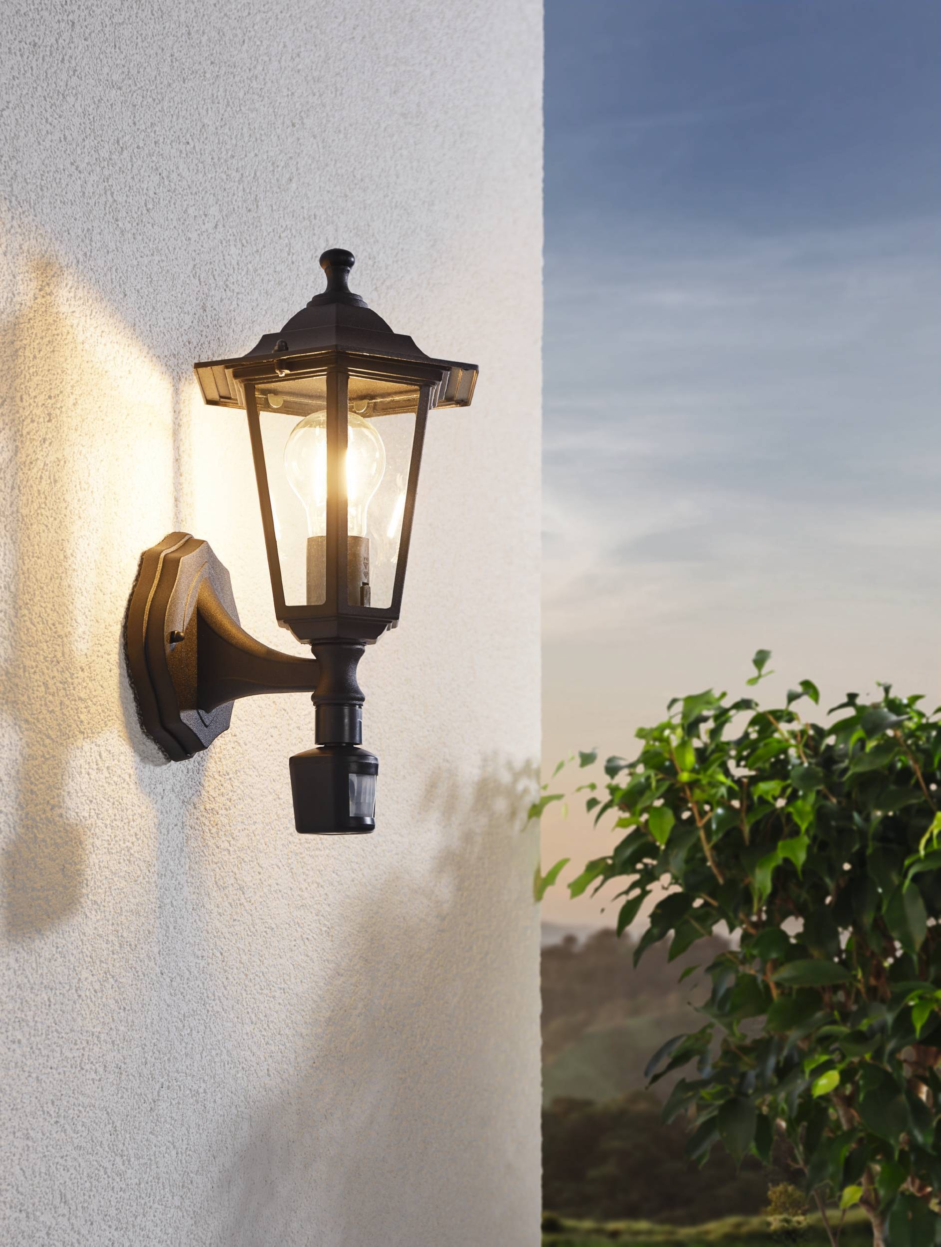 EGLO Wandleuchte »Laterna 4 Außen-Wandlampe, Außenleuchte, Aluguss und Glas, E27, IP44« E27 1 Stk. Wand-/Deckenleuchte - L16,5 x H36 x AL21,5 cm - schwarz - 1X60W exkl.