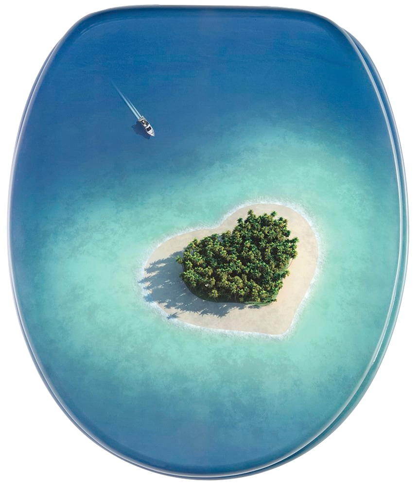 Sanilo Badaccessoire-Set »Dream Island«, (Komplett-Set, 3 tlg.), bestehend aus WC-Sitz, Badteppich und Waschbeckenstöpsel