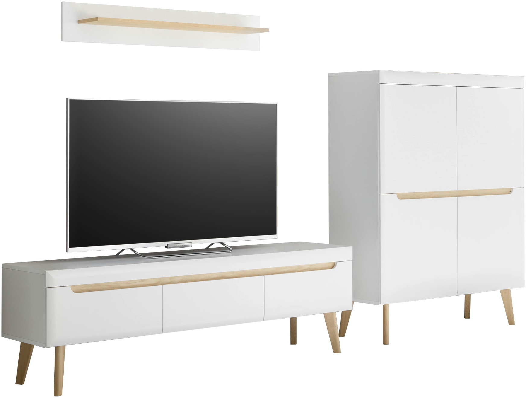 INOSIGN Wohnwand »Torge, Anbauwand, Schrankwand, Mediawand, Wohnzimmer-Set«, (3 St.), enthält 1 Lowboard, 1 Highboard, 1 Wandboard, 287 cm breit
