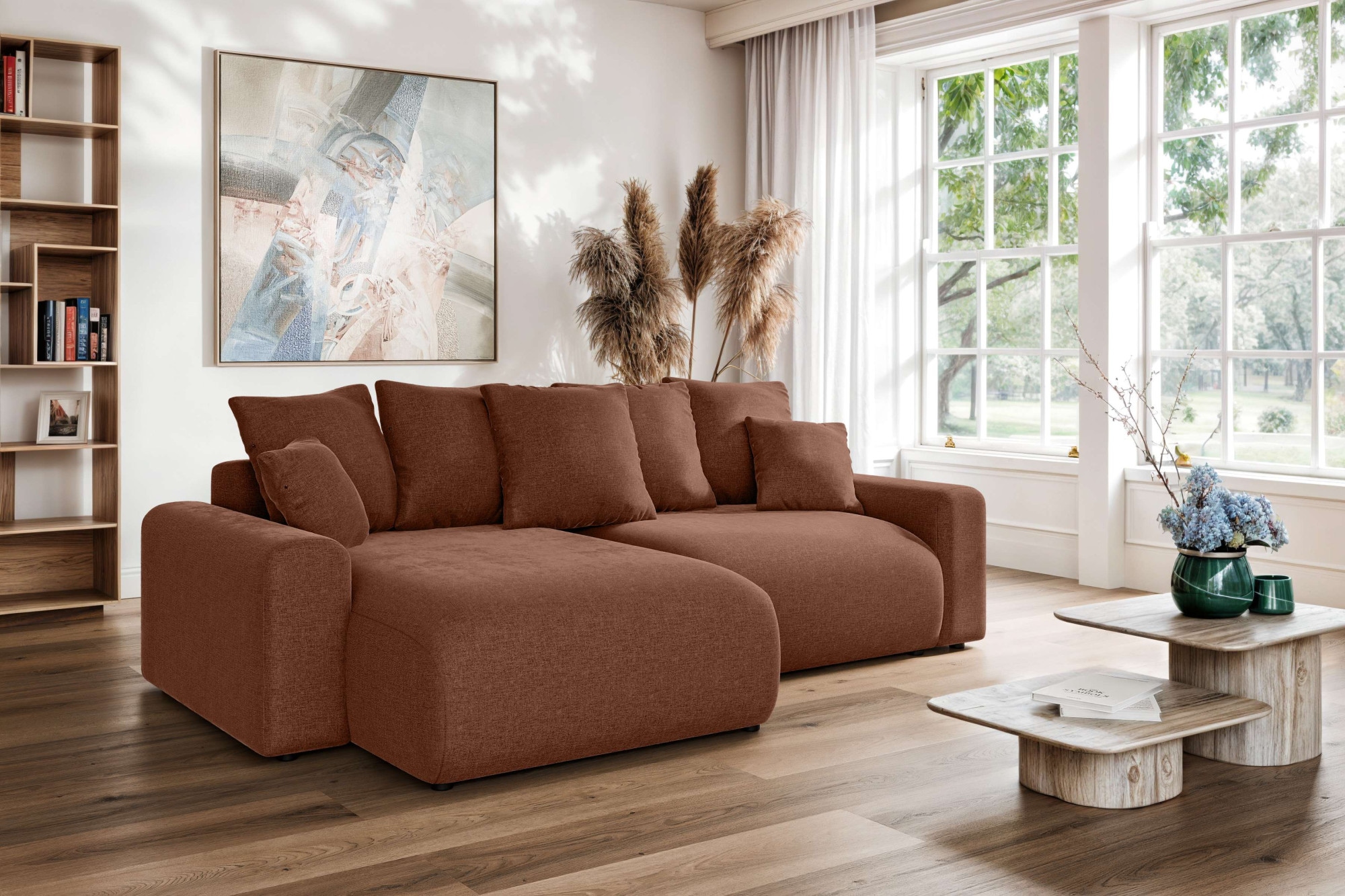 Home affaire Ecksofa »LAKESIDE klein mit Bettfunktion und Bettkasten, B/T/H 235/142/84 cm«, L-Form, Recamiere beidseitig montierbar, mit Wellenunterfederung