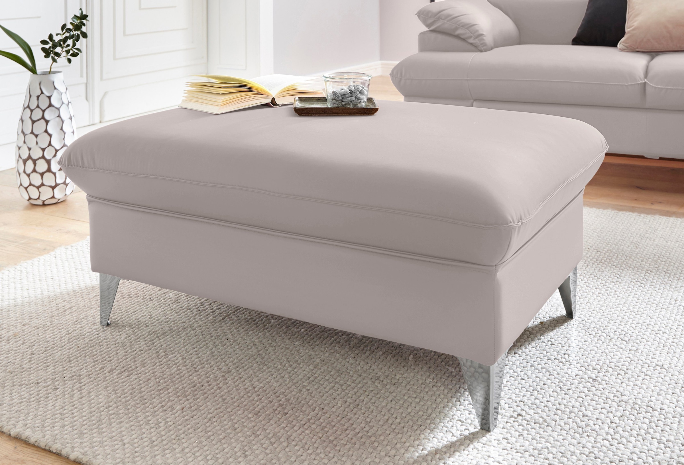 COTTA Polstergarnitur »Caluso L-Form«, Set bestehend aus: Ecksofa mit Kopfteilverstellung & Hocker