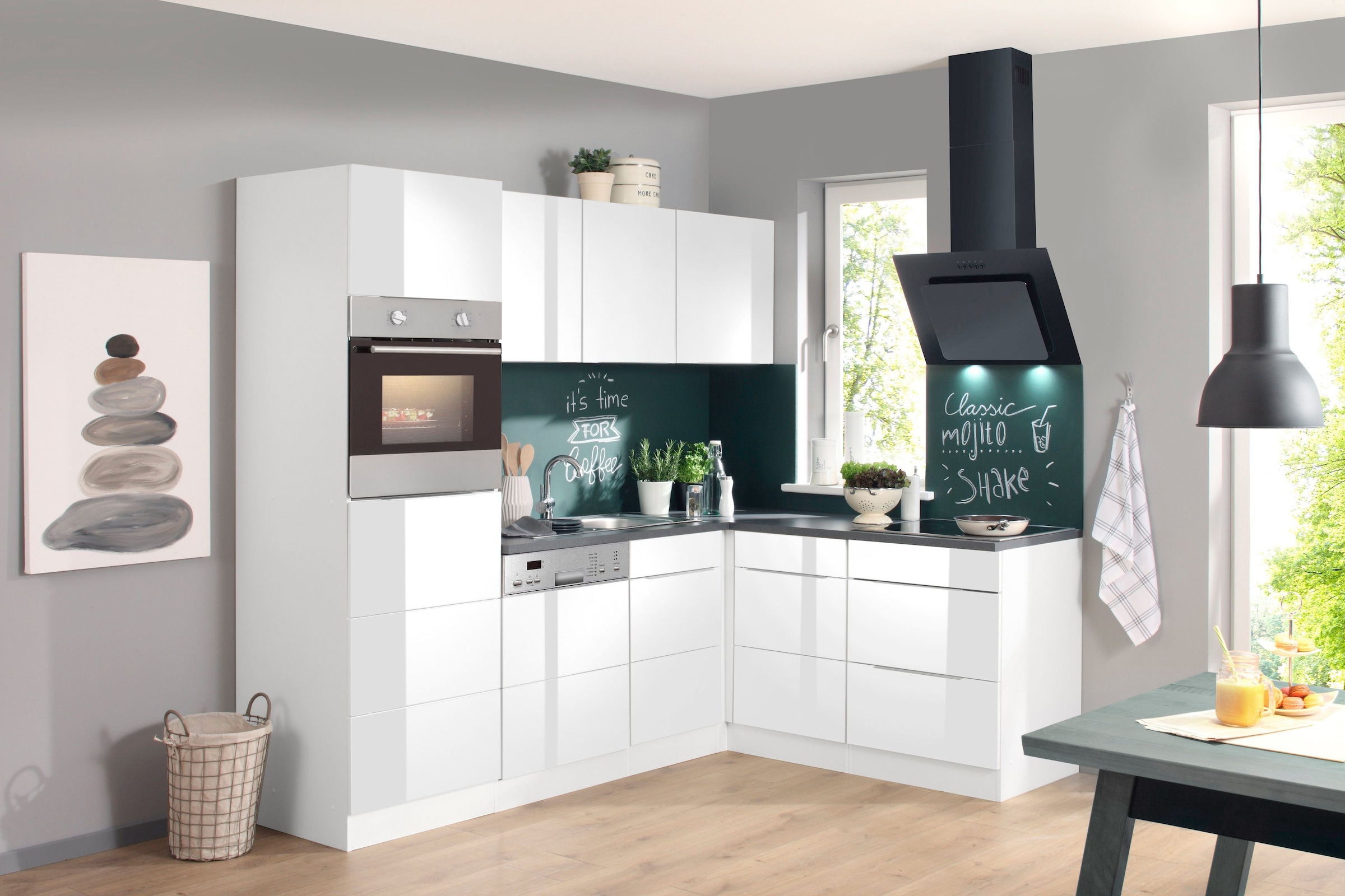 KOCHSTATION Winkelküche »KS-Brindisi Stellbreite 230/170 cm«, wahlweise mit E-Geräten und Induktion, mit MDF-Fronten