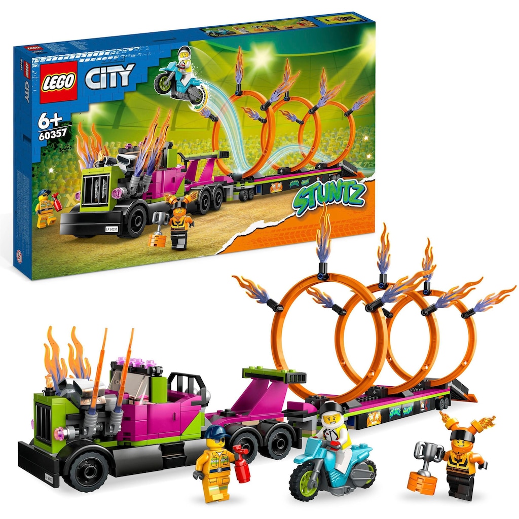 LEGO® Konstruktionsspielsteine »Stunttruck mit Feuerreifen-Challenge (60357), LEGO® City Stuntz«, (479 St.)