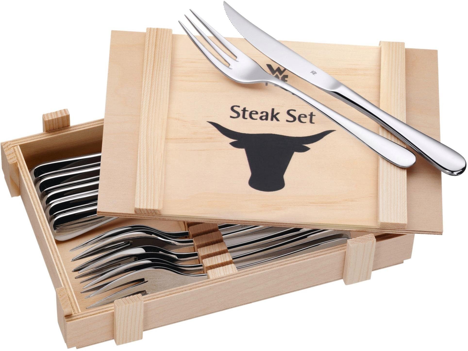 WMF Steakbesteck, (Set, 12 tlg.), inkl. Holzkiste