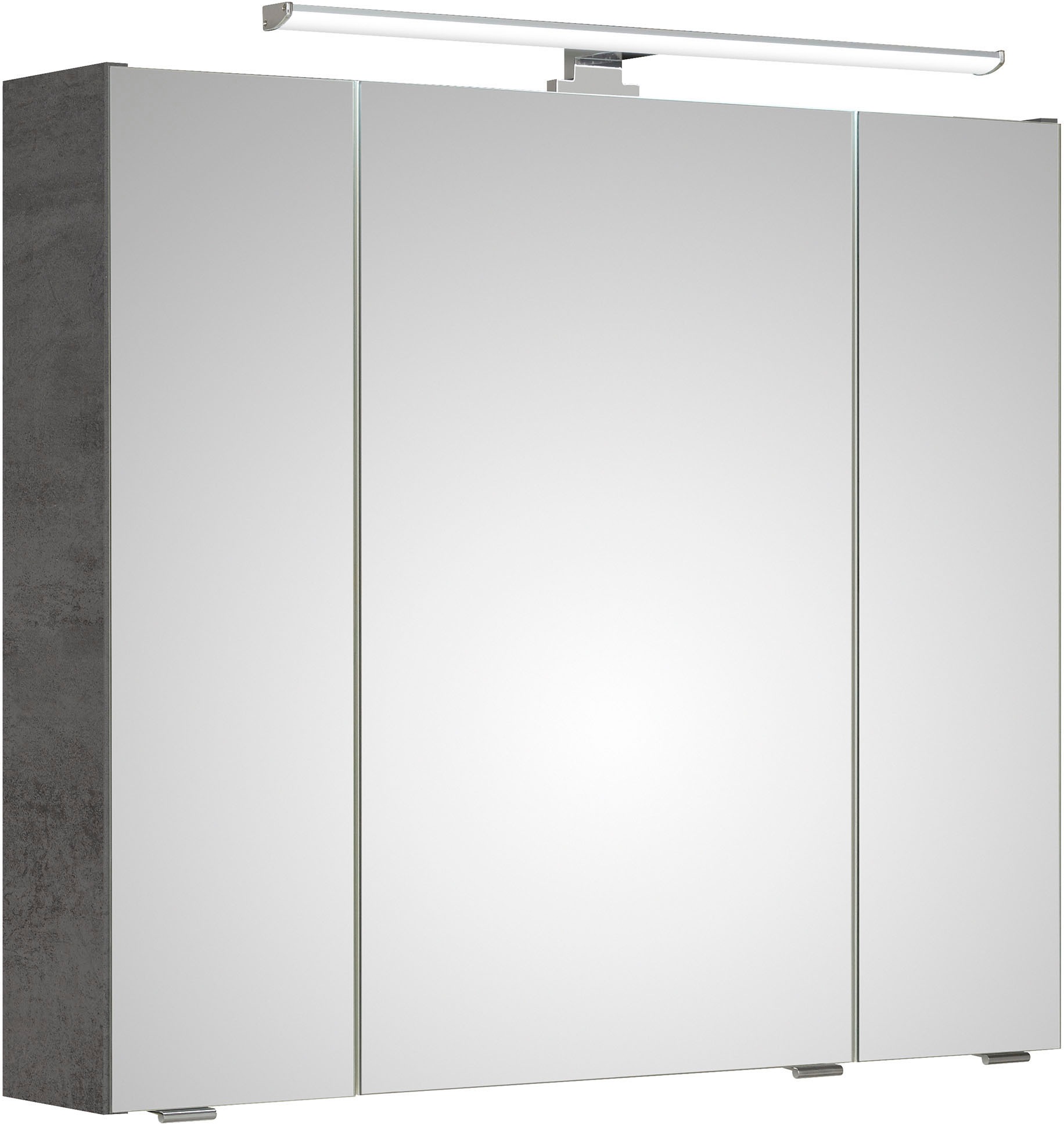 Saphir Badezimmerspiegelschrank »Quickset 945 Badschrank, 3 Spiegeltüren, 6 Einlegeböden, 80 cm breit«, inkl. LED-Beleuchtung, Türdämpfer, Schalter-/Steckdosenkombination