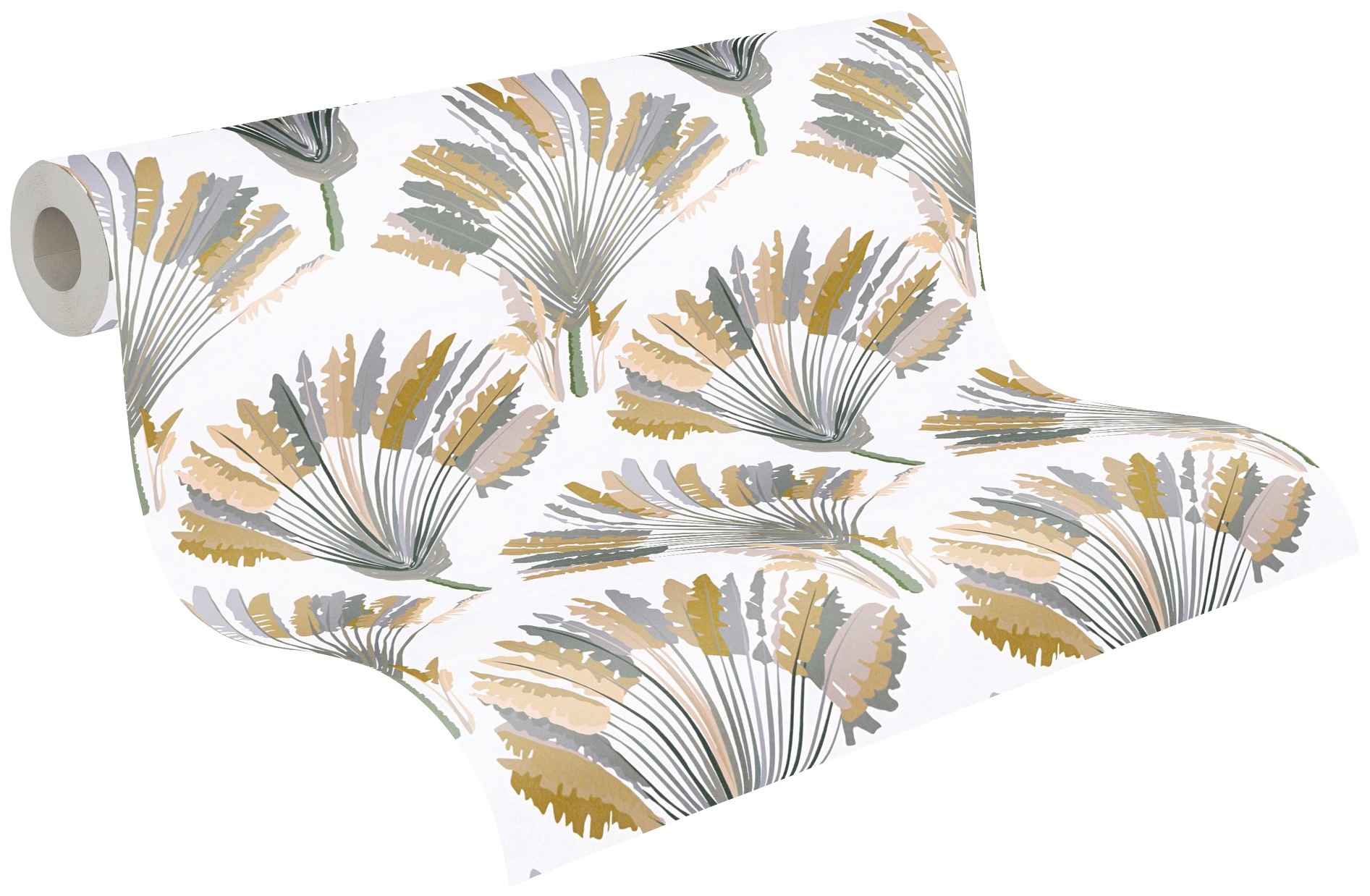Architects Paper Vliestapete »Jungle Chic«, floral-botanisch-tropisch, Palmentapete Tapete Dschungel Federn Tapeten Wohnzimmer Schlafzimmer