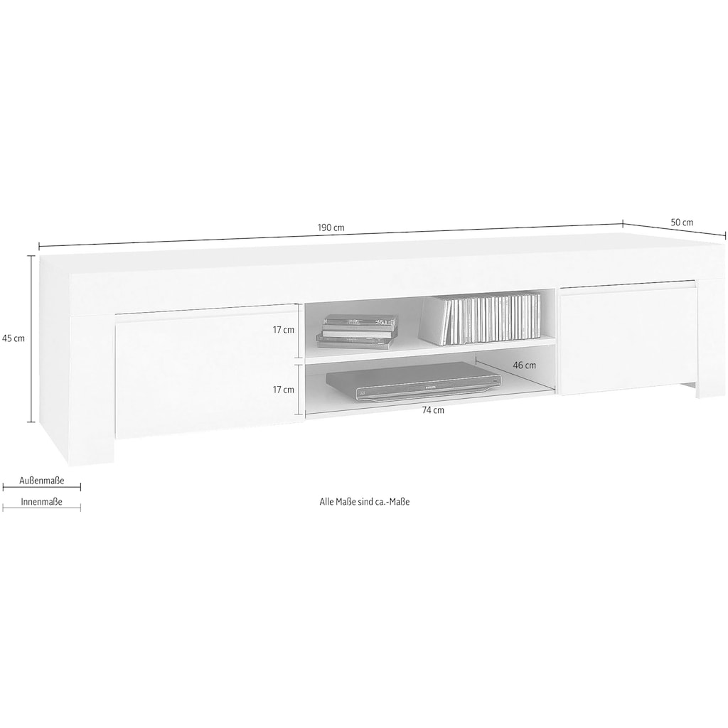 INOSIGN Lowboard »Amalfi, TV-Board«, Breite 140 cm oder 190 cm