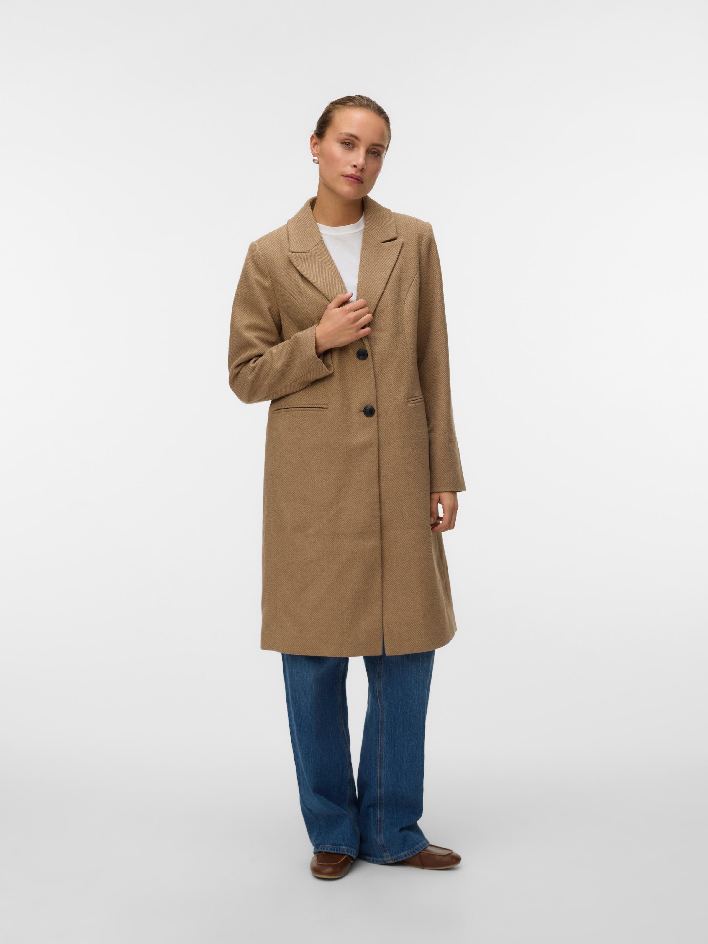 Vero Moda Langmantel »VMBLAZA HERINGBONE LONG WOOL COAT GA BOO«