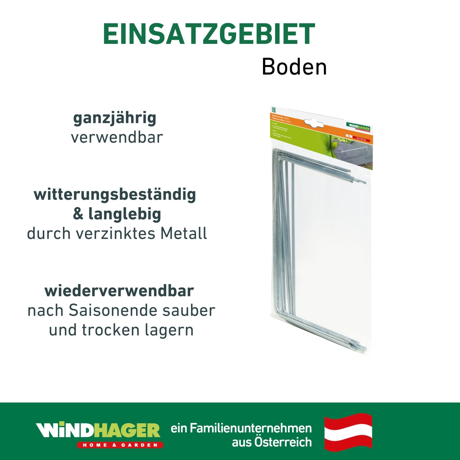 Windhager Gartenvlies »Befestigungshering aus Metall, wiederverwendbar, 10 Stk.« Packung, 10 Stk. tlg. Bodenanker für Folien, Vlies, erhältlich in 4 x 14 cm oder 15 x 25 cm