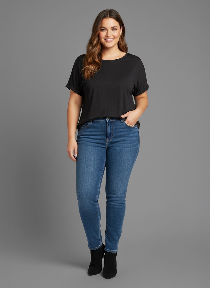 Laura Scott CURVE T-Shirt 2 Stk. tlg. im 2er Pack mit modischem Ärmelaufschlag - GROSSE GRÖSSEN