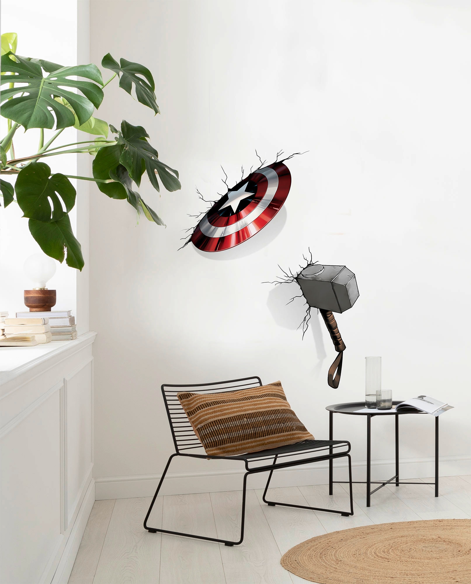 Komar Wandtattoo »Avengers Hammer & Shield - Größe 100 x 70 cm«, (4 St.), selbstklebend, Wandsticker, Kinderzimmer