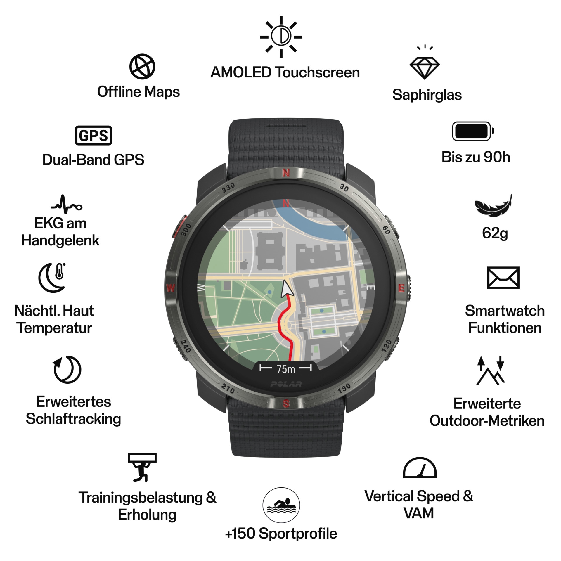 Polar Smartwatch »GRIT X2« (3,25 cm / 1,28 ″)
