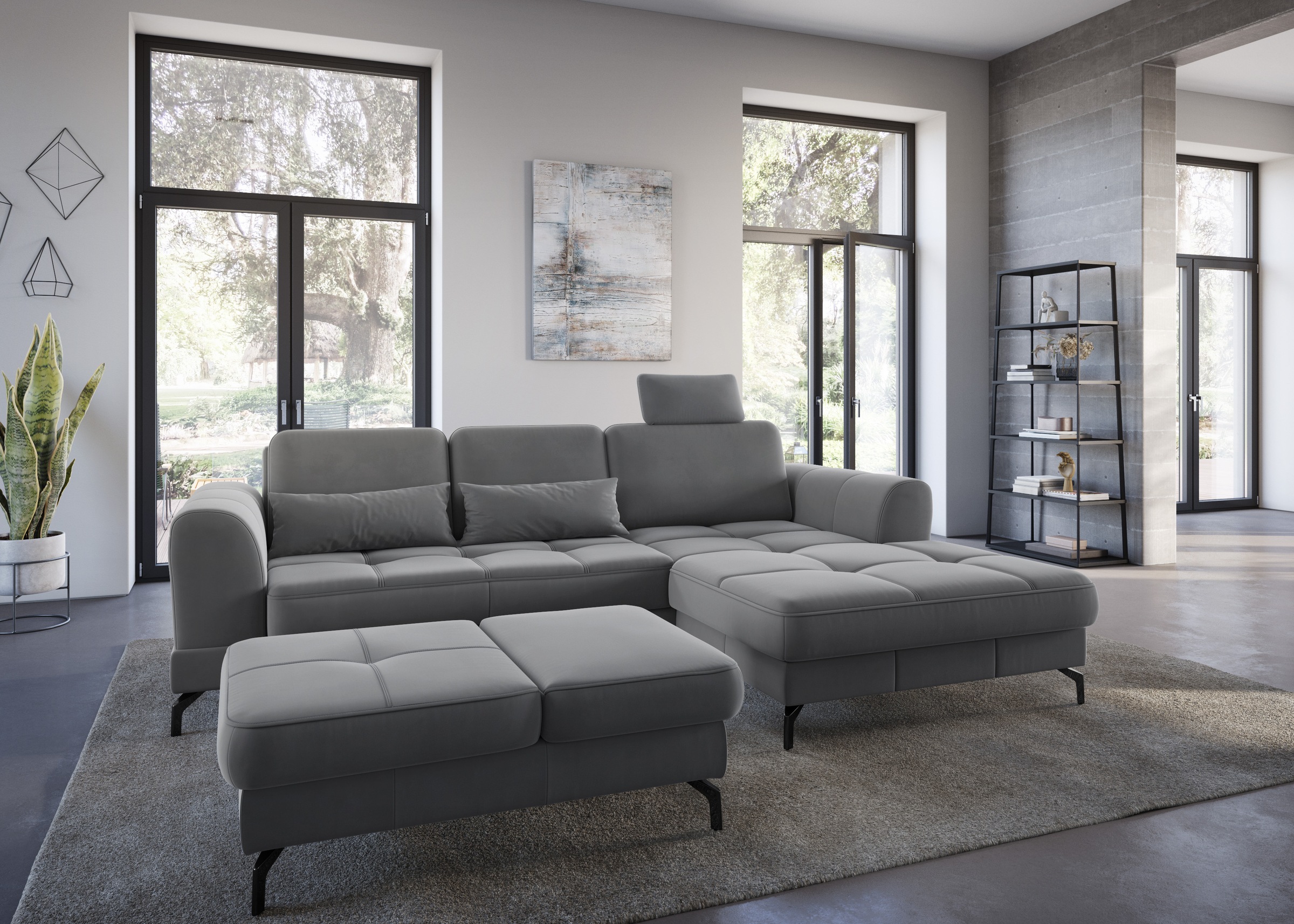 sit&more Ecksofa »Bendigo L-Form«, inklusive Sitztiefenverstellung, Bodenfreiheit 12 cm, in 2 Fußfarben