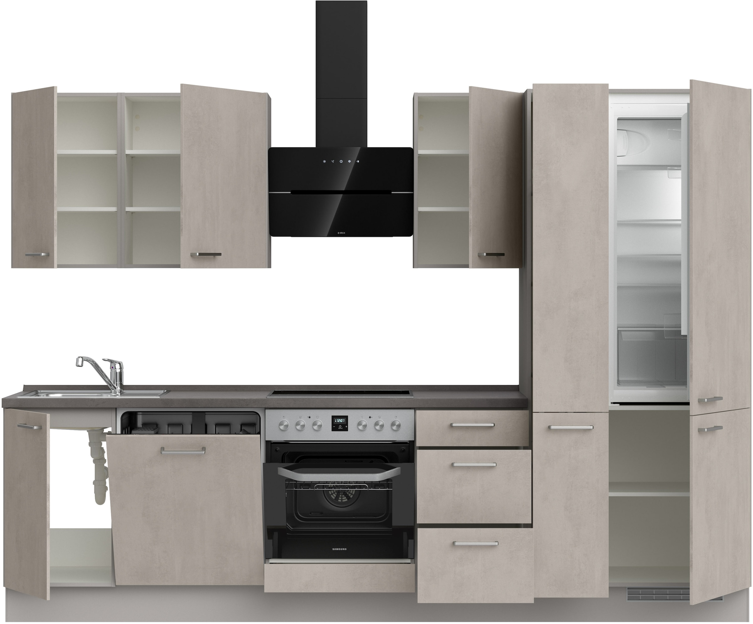 nobilia® Küchenzeile »"Riva II"«, vormontiert, Ausrichtung wählbar, Breite 300 cm, wahlw. mit E-Geräten