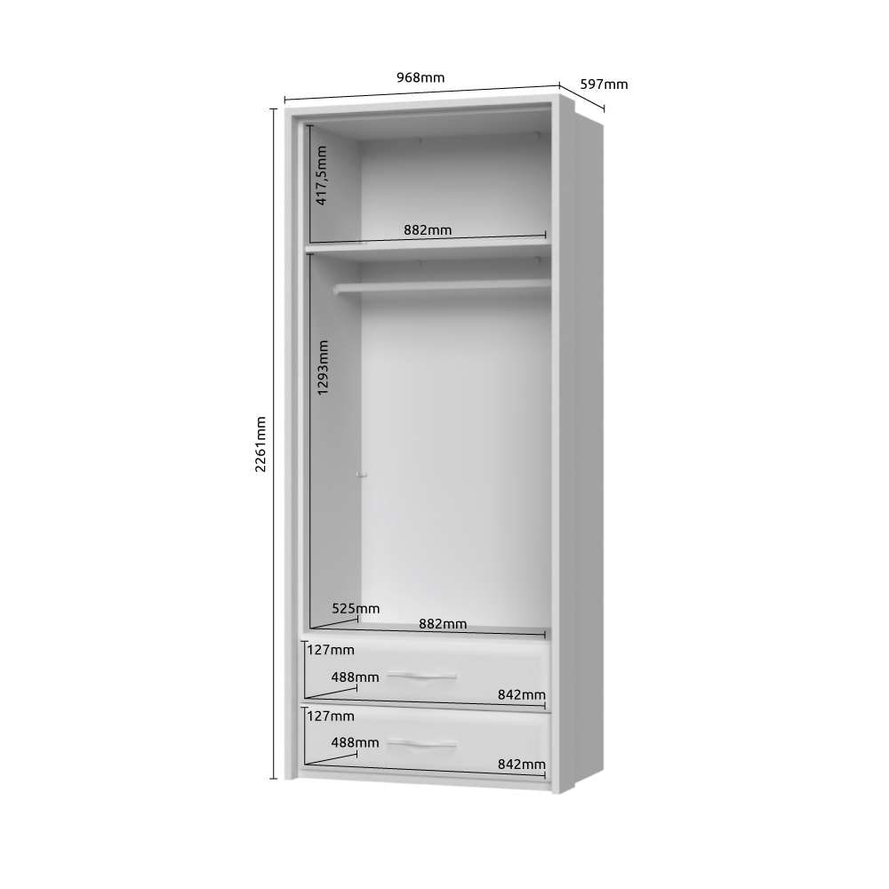 Home affaire Kleiderschrank »Gala, beige hochglänzend UV lackiert, kratzfest, FSC-zertifiziert«, (abgerundete Schubladen aus MDF im Holzdekor, soft-close), mit Beleuchtung und Passpartourahmen, hoher Schrank (224cm), 2 Breiten