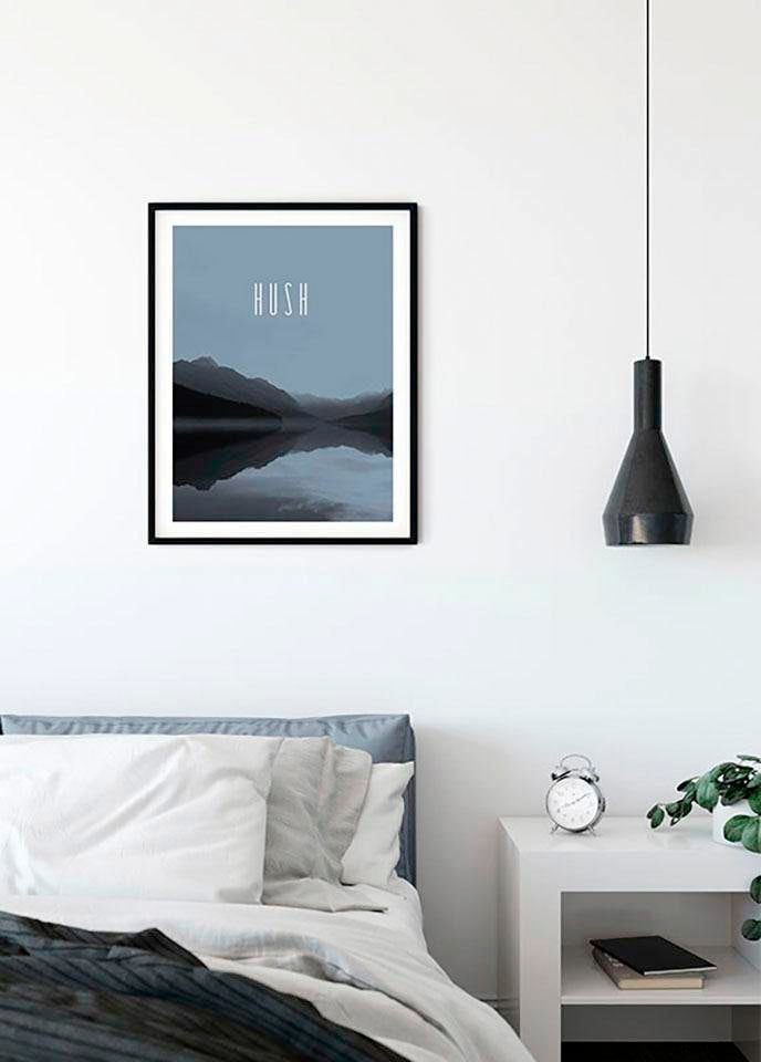 Komar Bild »Word Lake Hush Steel«, Natur, (1 St.), Wandbild zur Dekoration - ohne Rahmen