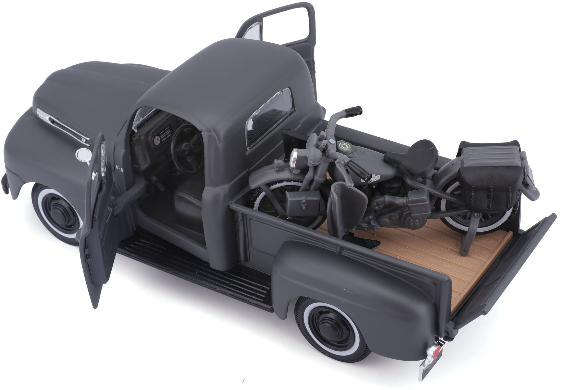Maisto® Sammlerauto »Ford F1 ´48«, 1:24, inklusive Harley-Davidson WLA Flathead
