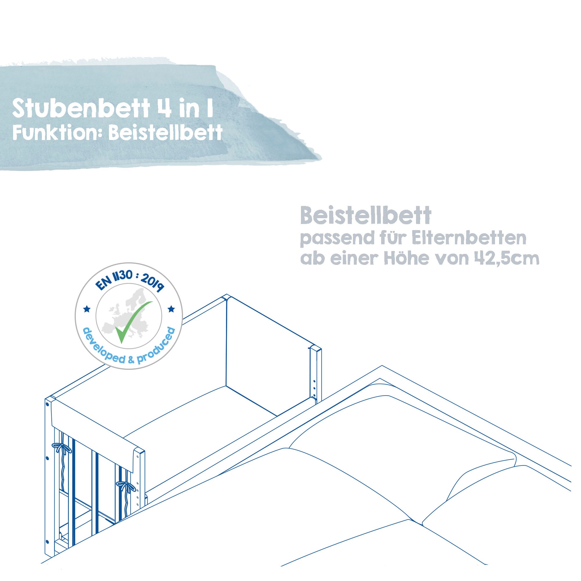 roba® Stubenbett »4 in 1, Sternenzauber, taupe«, zu Wiege, Elternbett oder Bank umbaubar