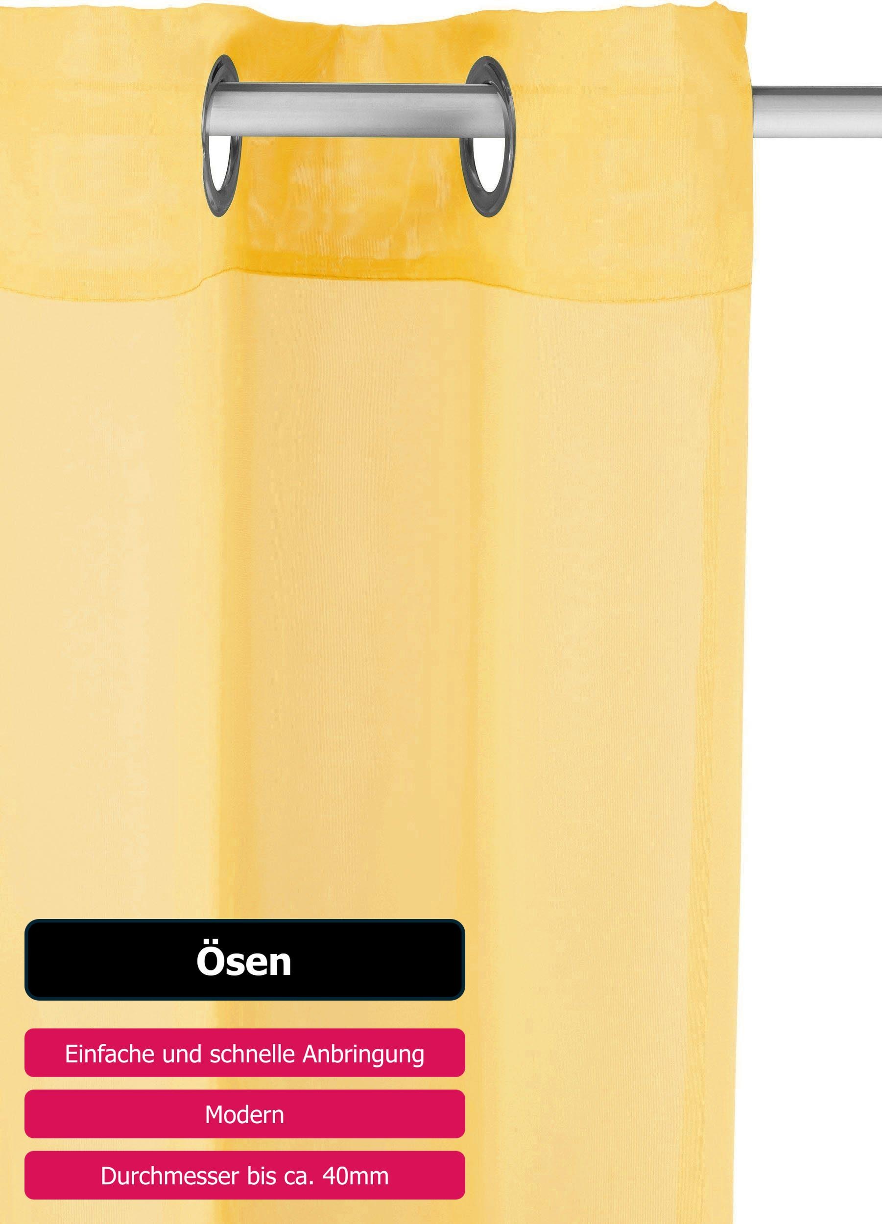 my home Gardine »XANA mit Ösen, Kräuselband oder Schlaufen«, (1 St.), Bestseller, einfarbig, 1 bzw. 2 Schals, pflegeleicht, Schal