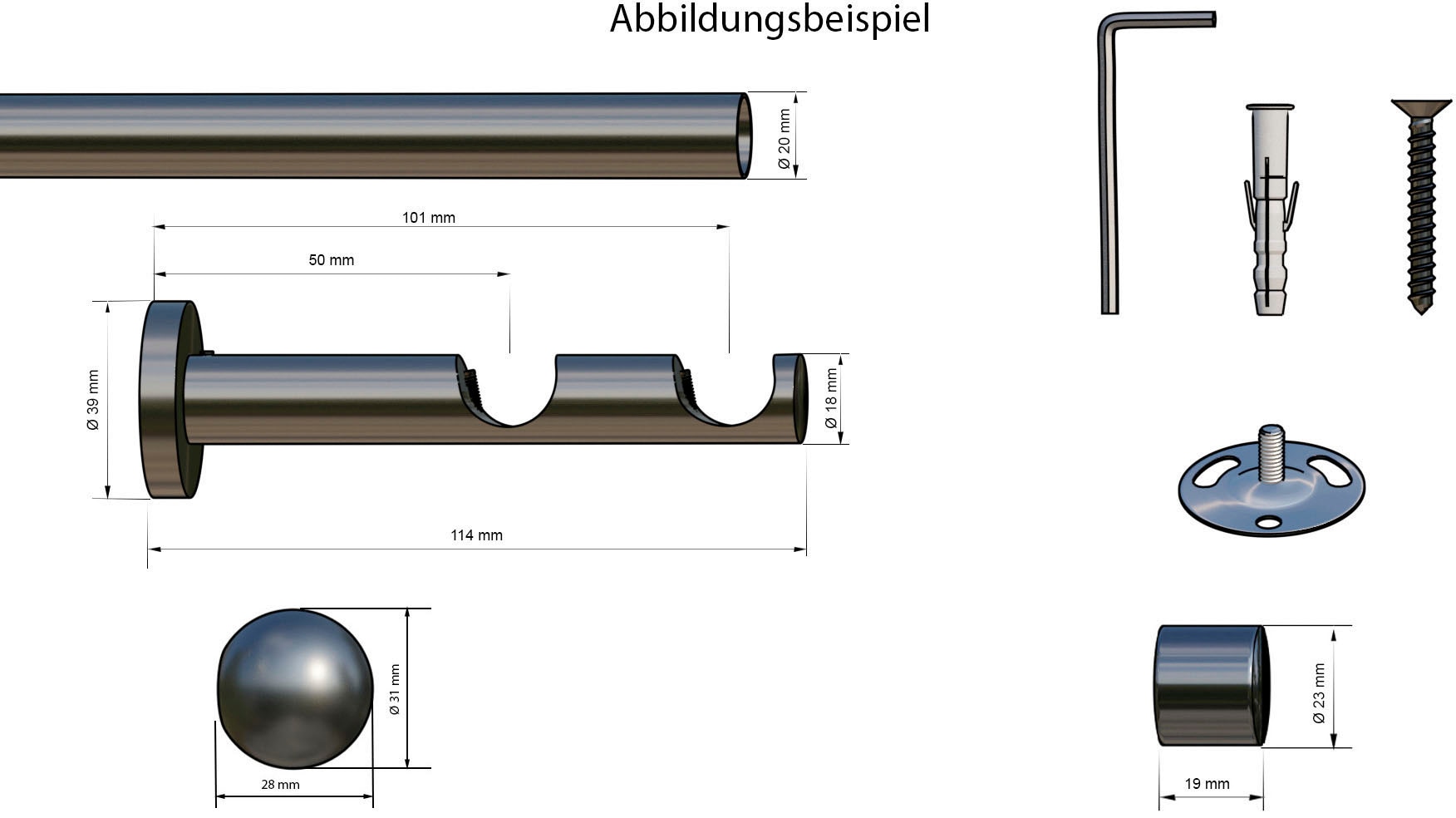 indeko Gardinenstange »Colombes«, 2 läufig-läufig, Wunschmaßlänge, Komplett-Set inkl. Montagematerial
