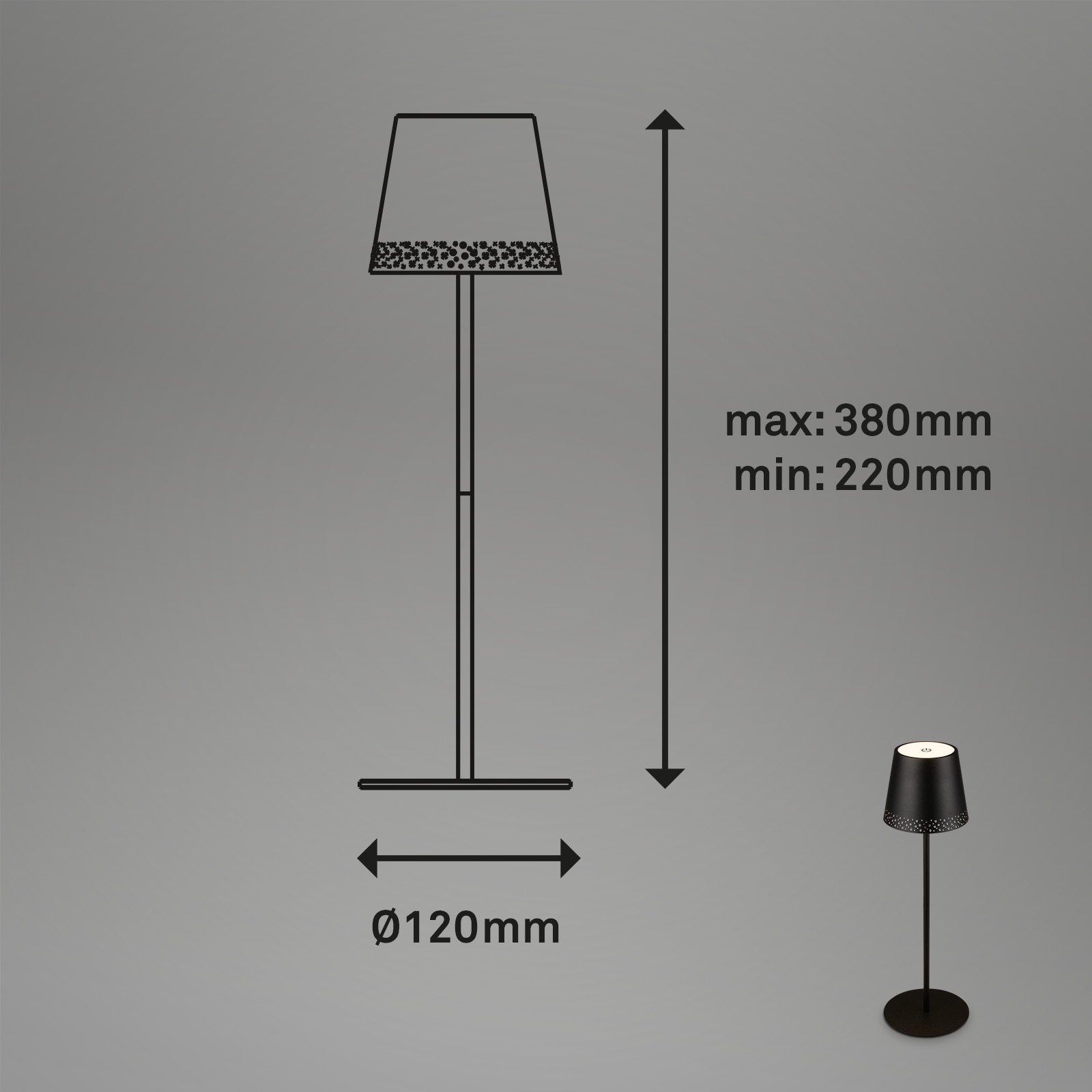 Briloner Leuchten LED Tischleuchte »KIKI« LED-Modul 1 Stk. Warmweiß mit Akku, höhenverstellbar, USB-C, warmweiß, IP44, grün, 38 cm
