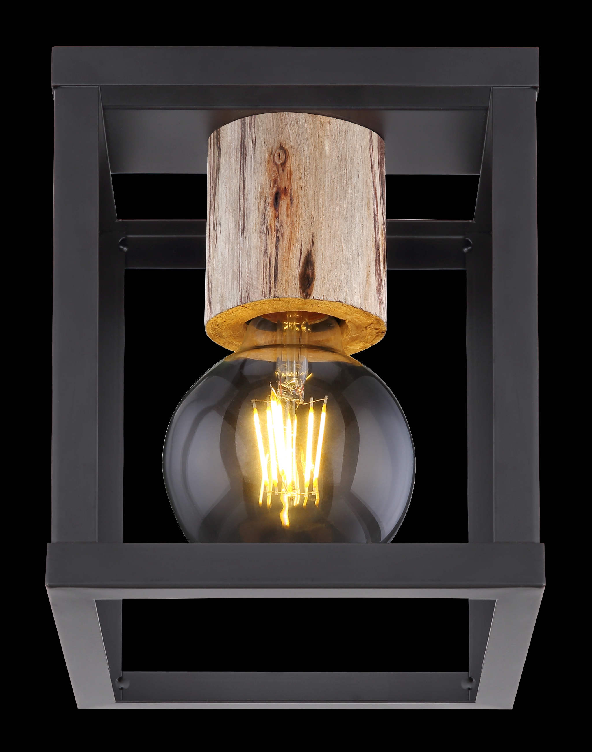 GLOBO LIGHTING Deckenleuchte »HAGAR«, Leuchtmittel E27 | ohne Leuchtmittel, Deckenlampe/Holz/Wohnbereich/Büro/Flur/modern/schwarz