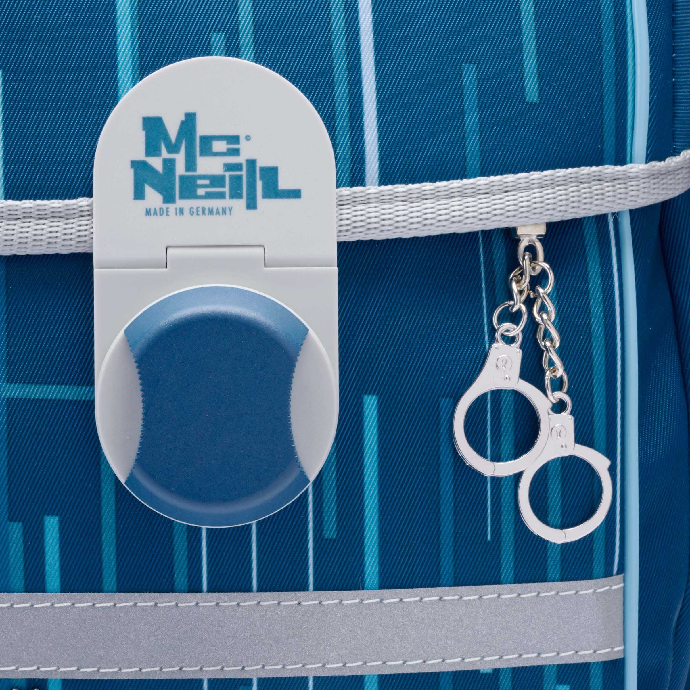 McNeill Schulranzen »McLight 2, New Police«, reflektierende Streifen auf den Schultergurten-retroreflektierende Flächen, inkl. Mäppchen, Turnbeutel, Schlamperrolle, Magnet & Leuchtanhänger