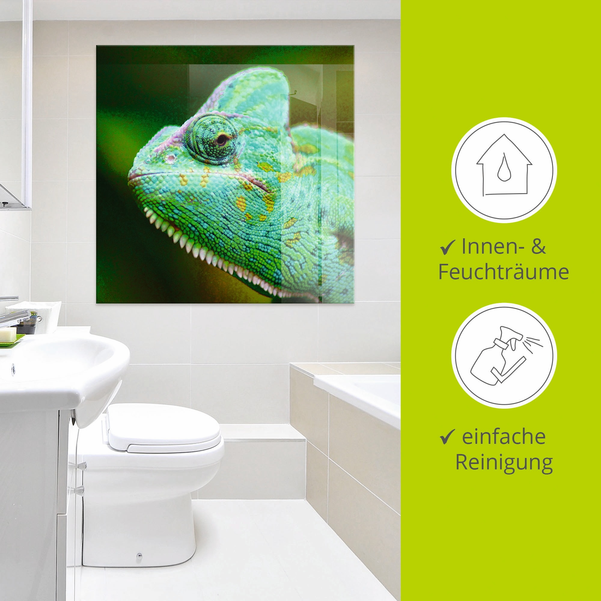 Artland Glasbild »Jemenchamäleon Portrait«, Reptilien, (1 St.), in verschiedenen Größen