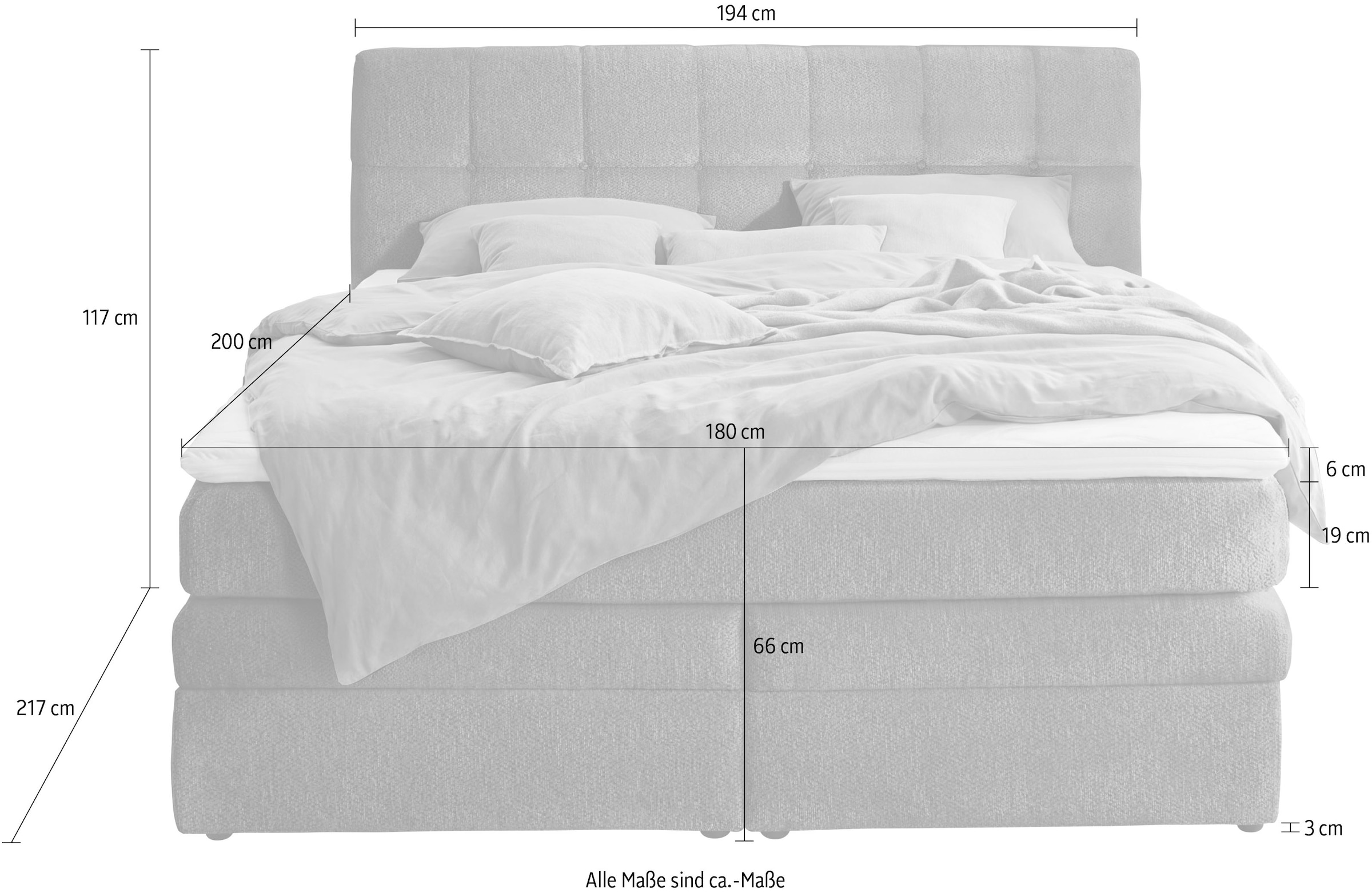 Jockenhöfer Gruppe Boxspringbett »AMY mit Bettkasten, inkl. Taschenfederkernmatratze Härtegrad H3-H4« mit 6 cm Kaltschaum-Topper, Chenille-Bezug, 180x200 und 200x200 cm