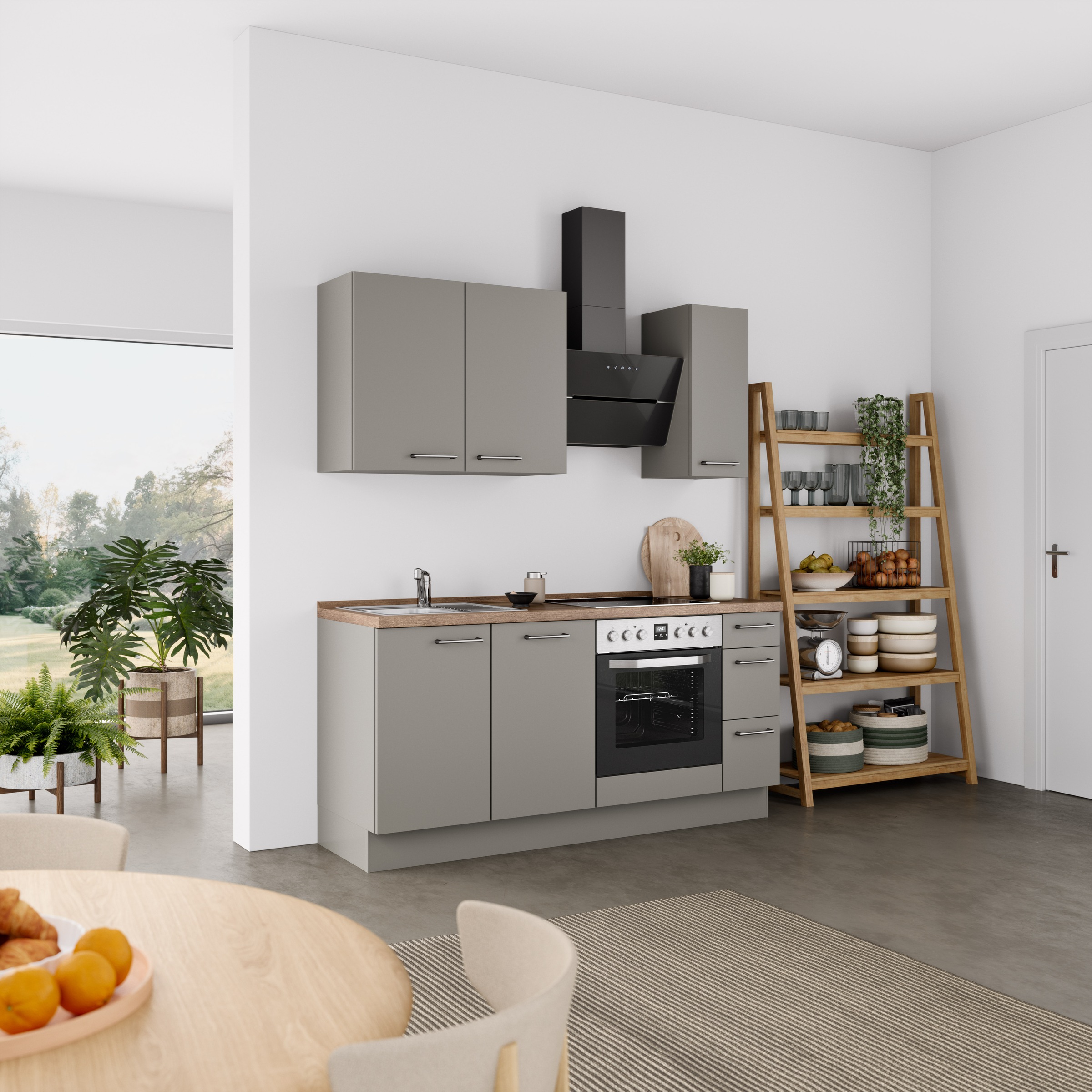 nobilia® Küchenzeile »"Laser II"«, vormontiert, Ausrichtung wählbar, Breite 180 cm, wahlw. mit E-Geräten