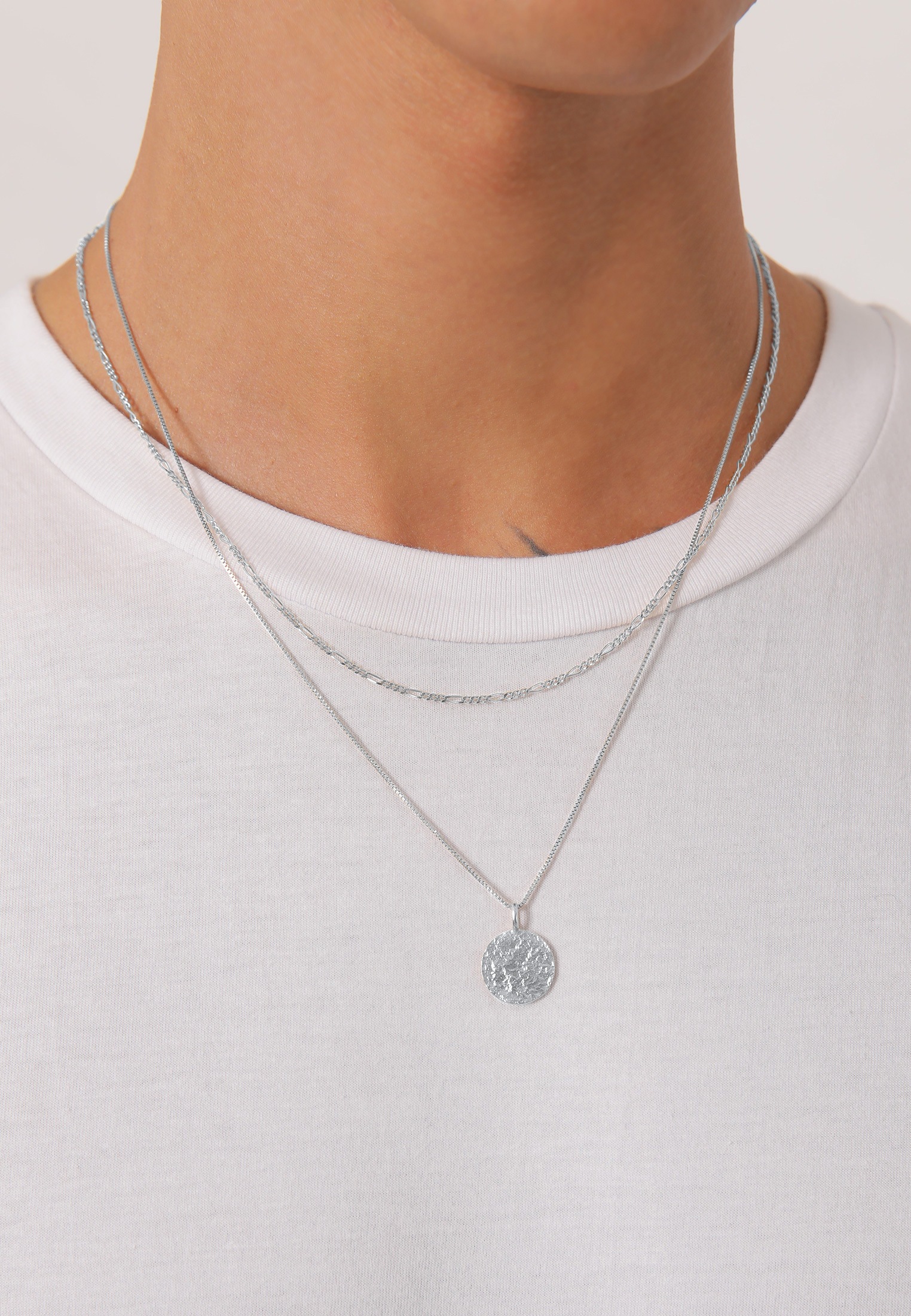 Kuzzoi Kette mit Anhänger »Herren Layer Figaro Venezianer Plättchen 925 Silber«