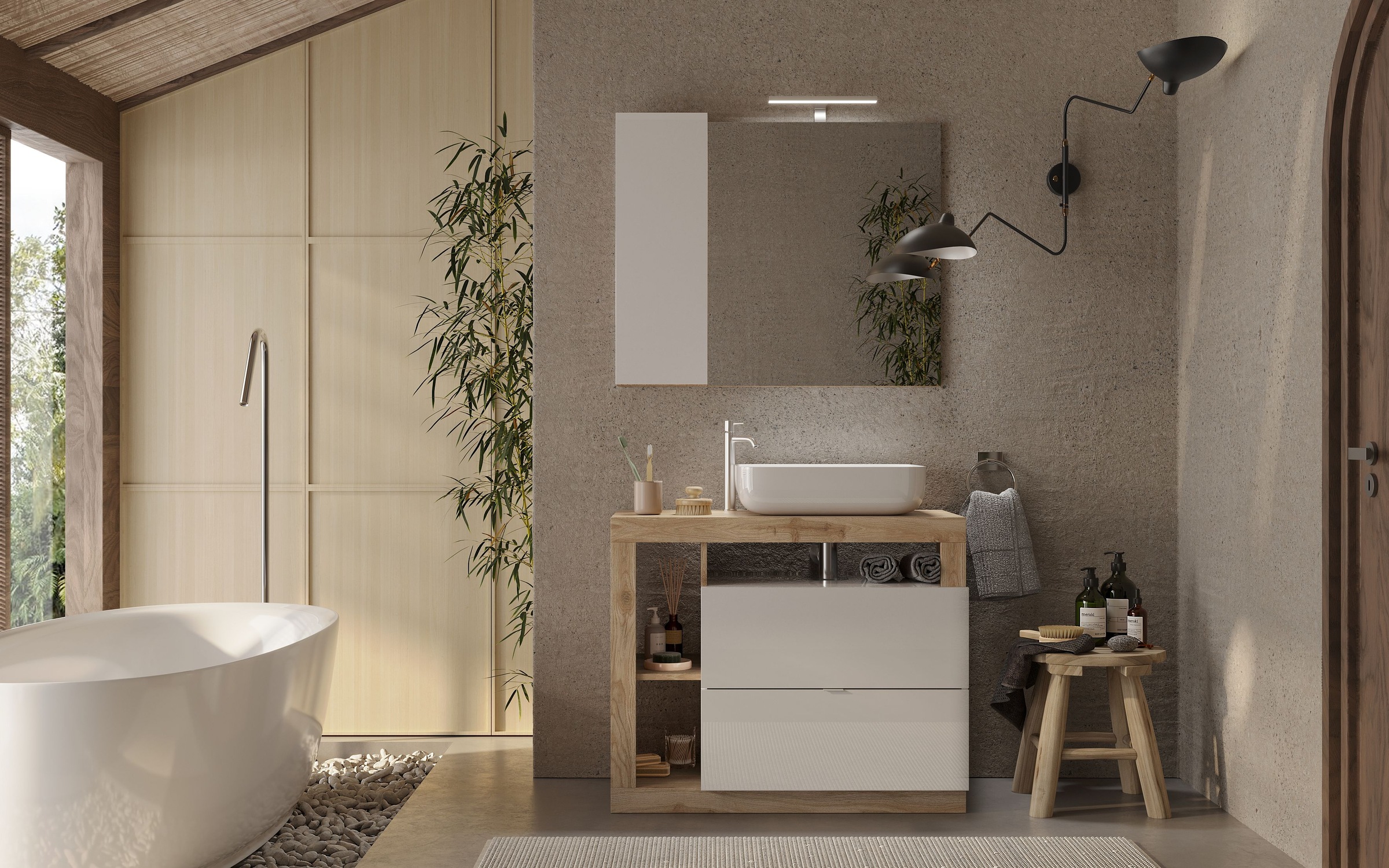 welltime Badmöbel-Set »Hamburg, Badezimmerset 2tlg. Breite 92 cm, Badmöbel, günstig online kaufen