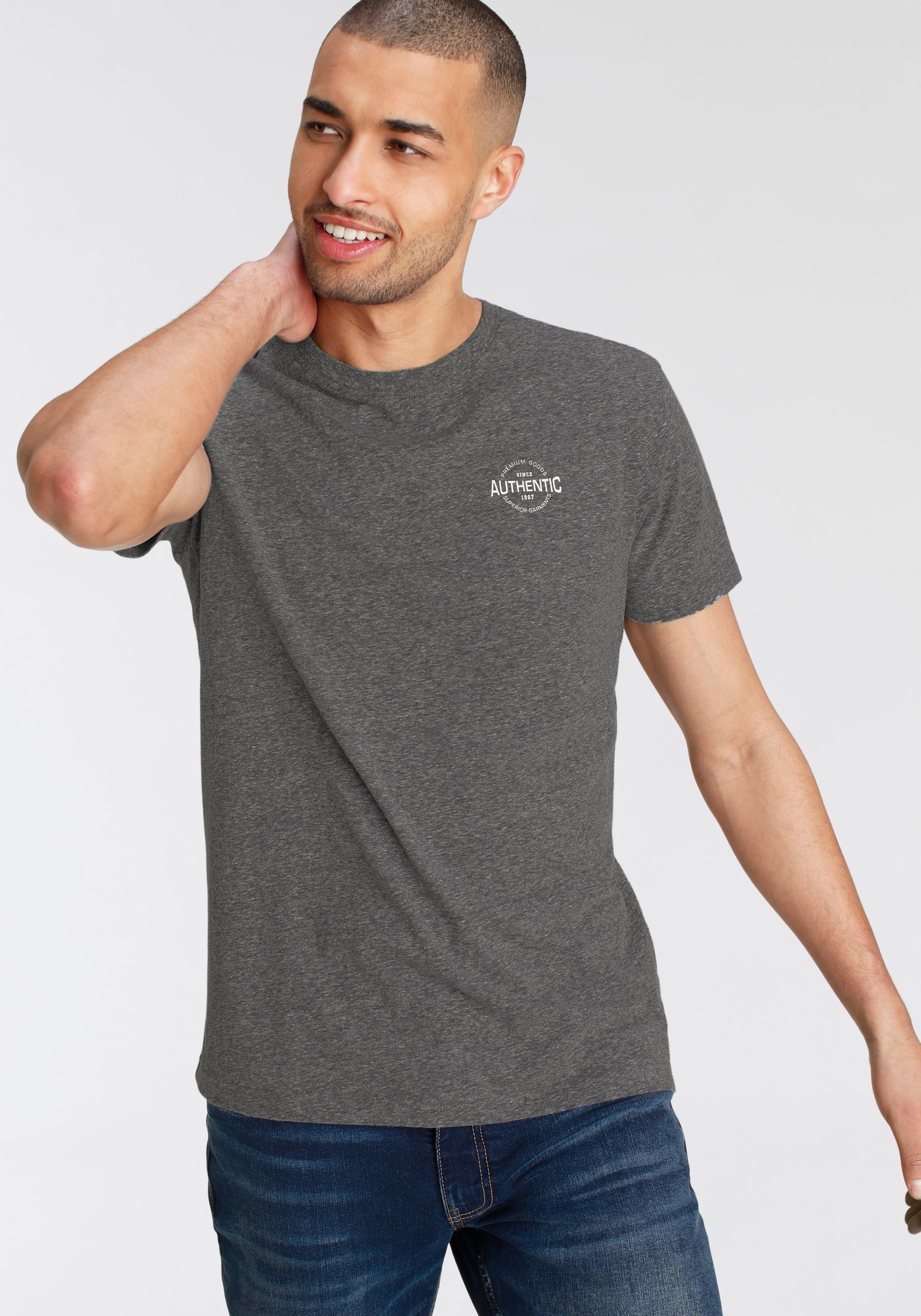 Melange T-Shirt, Logo Print Optik in und AJC mit kaufen besonderer